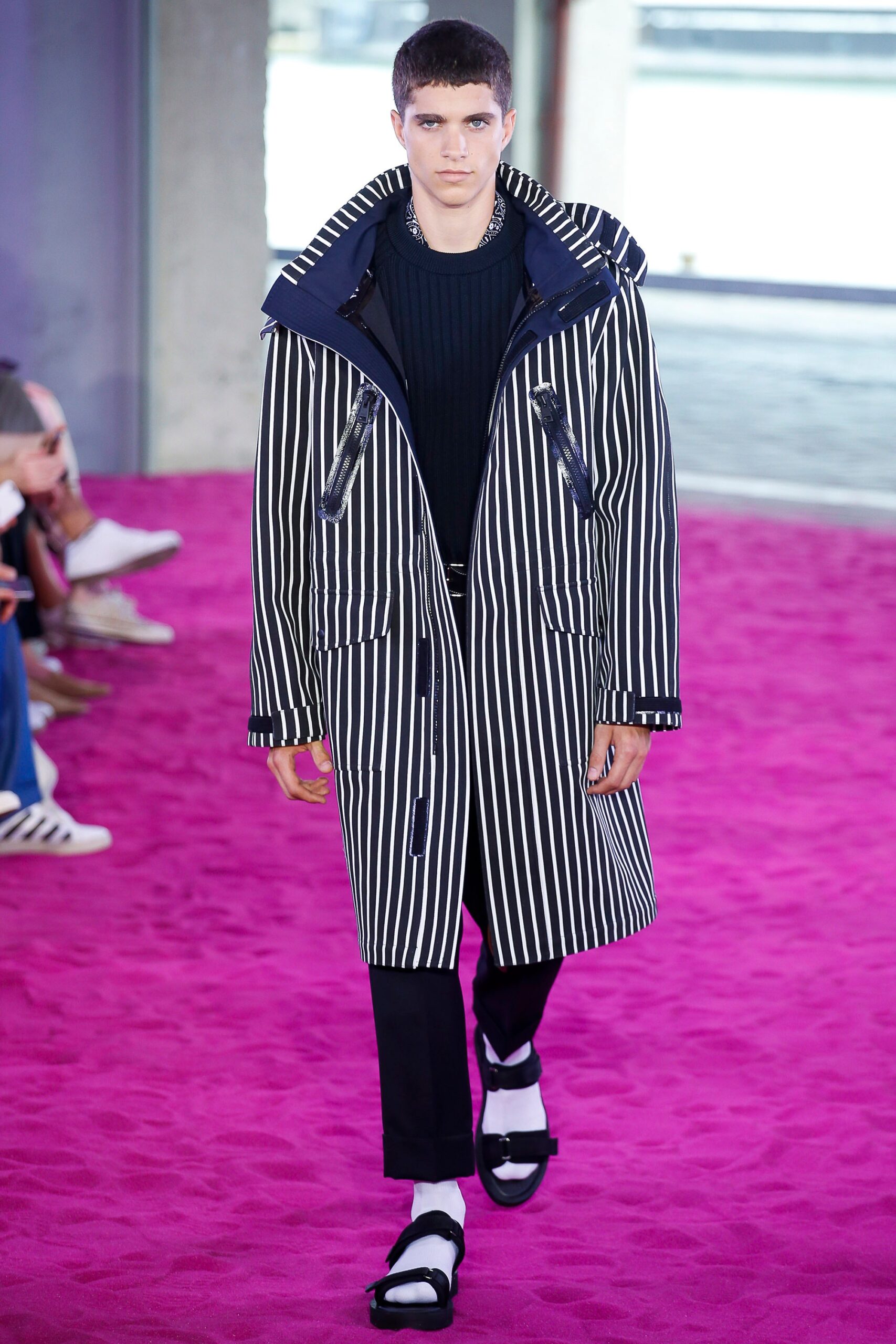 black and white striped coat
