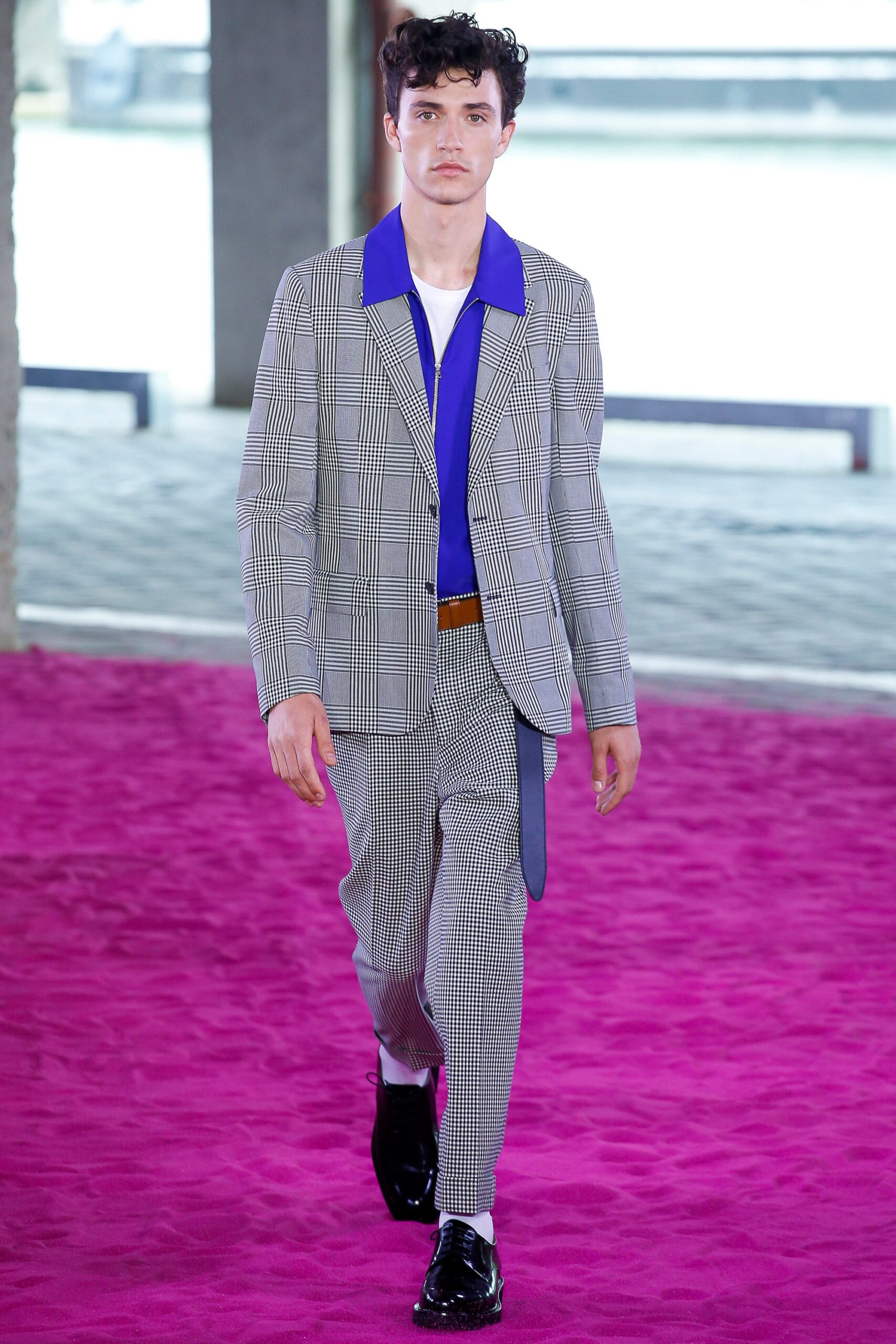 gray checked tailored suit