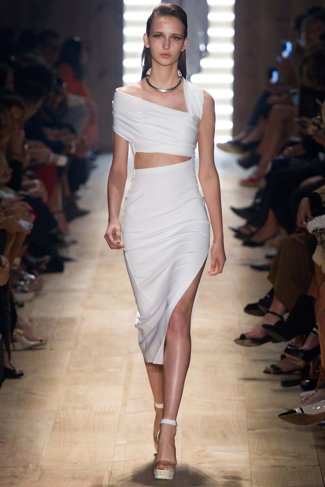 white fitted sleeveless dress
