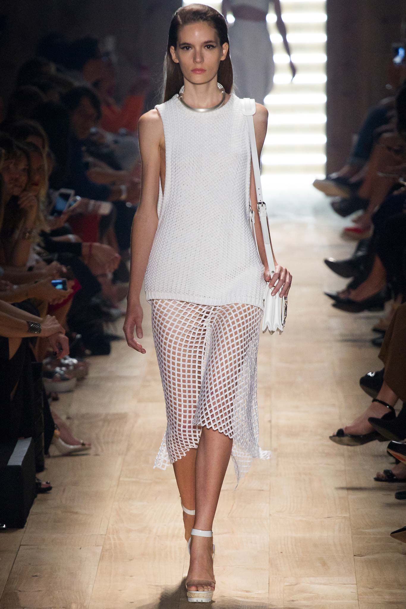 white cotton sleeveless high-neck relaxed layered sheer top