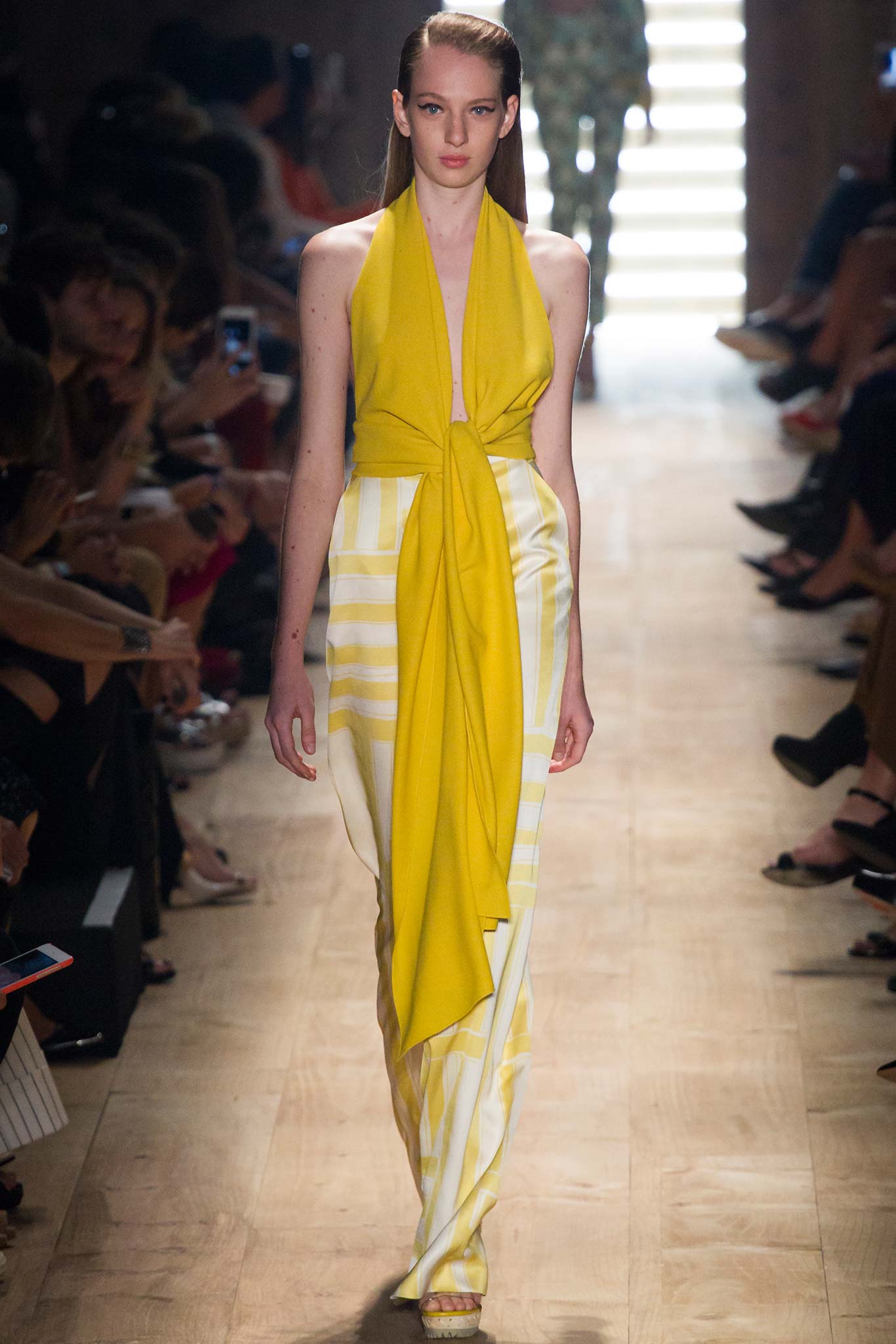 yellow silk sleeveless dress