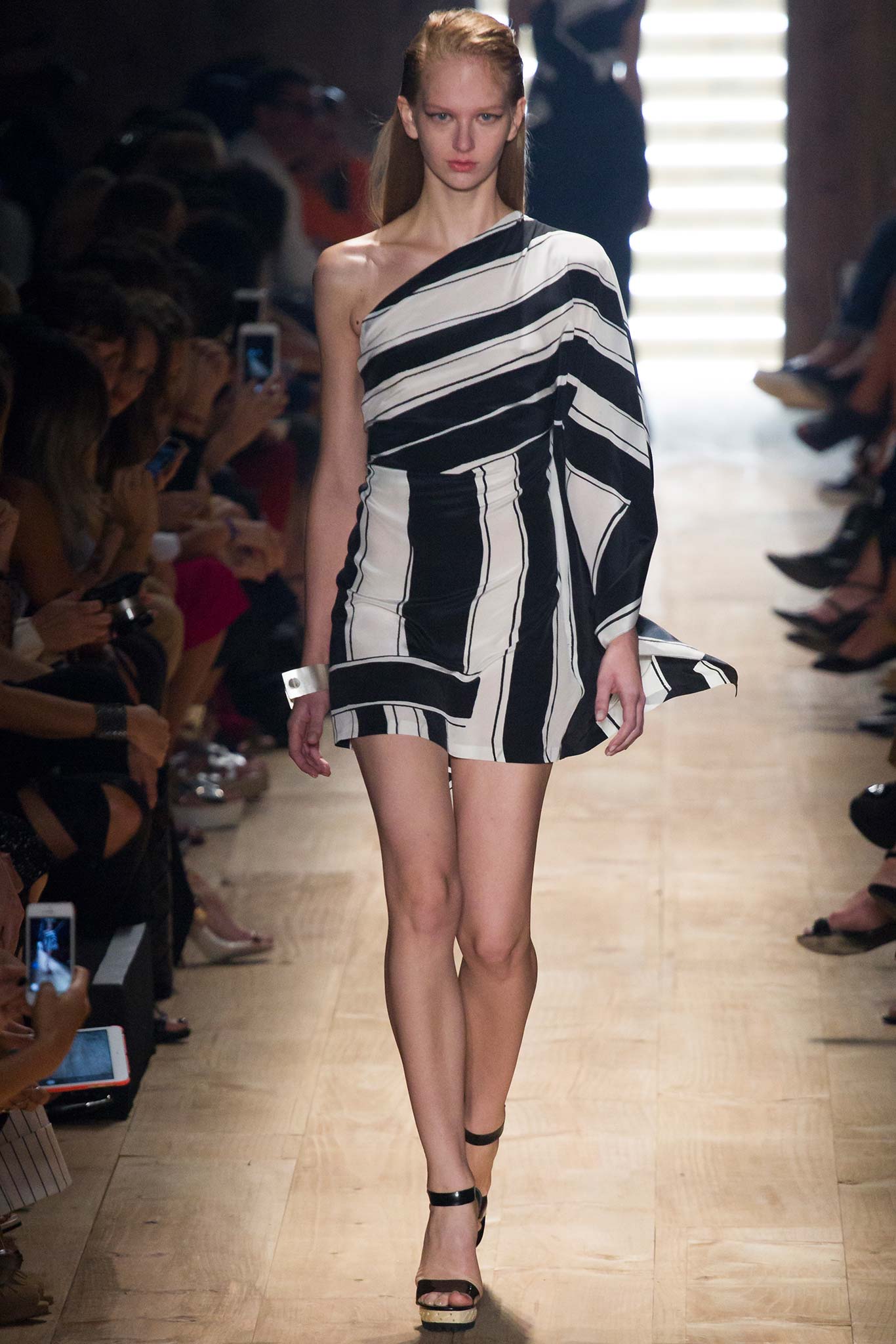 black and white striped mini-dress
