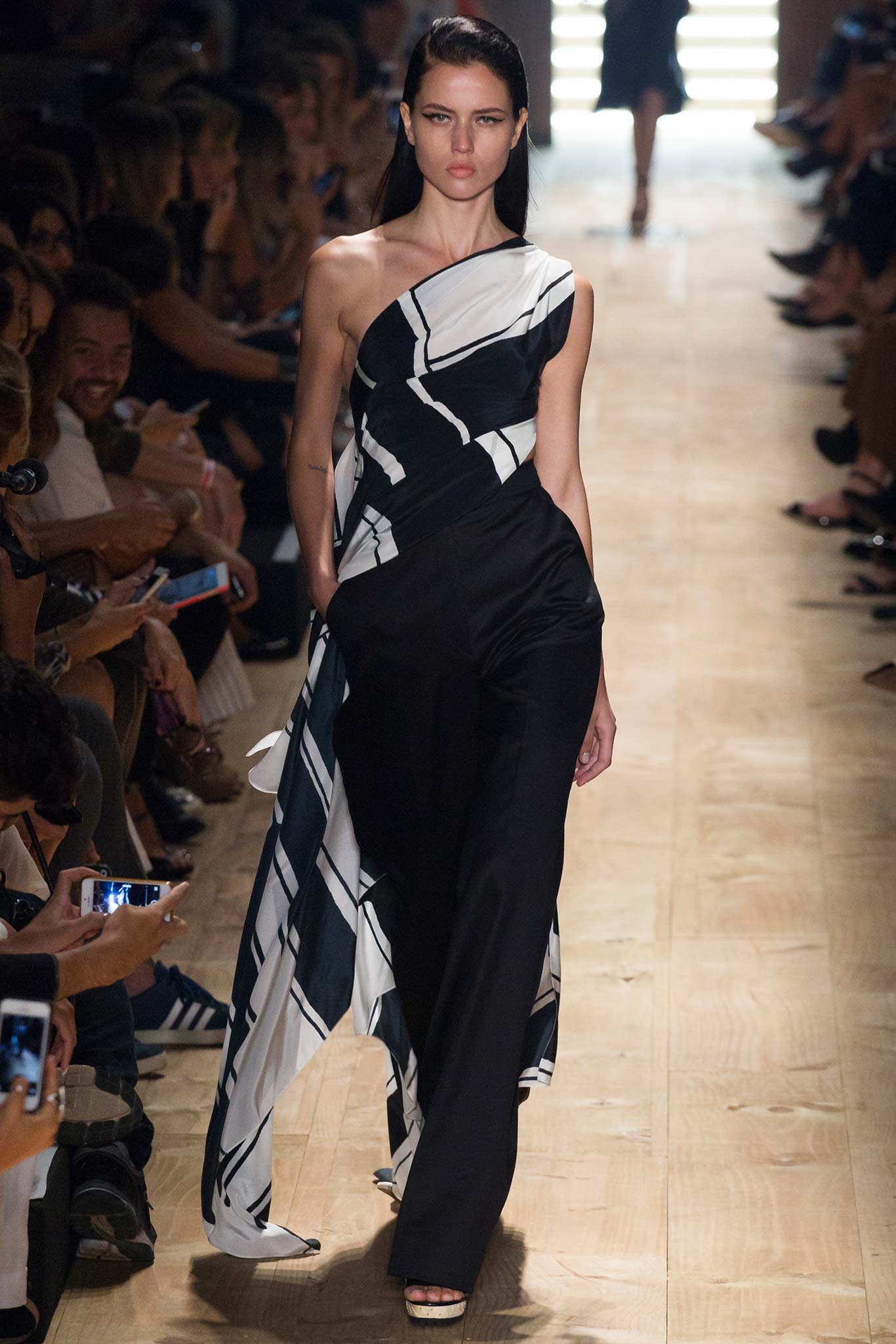 black and white asymmetric dress