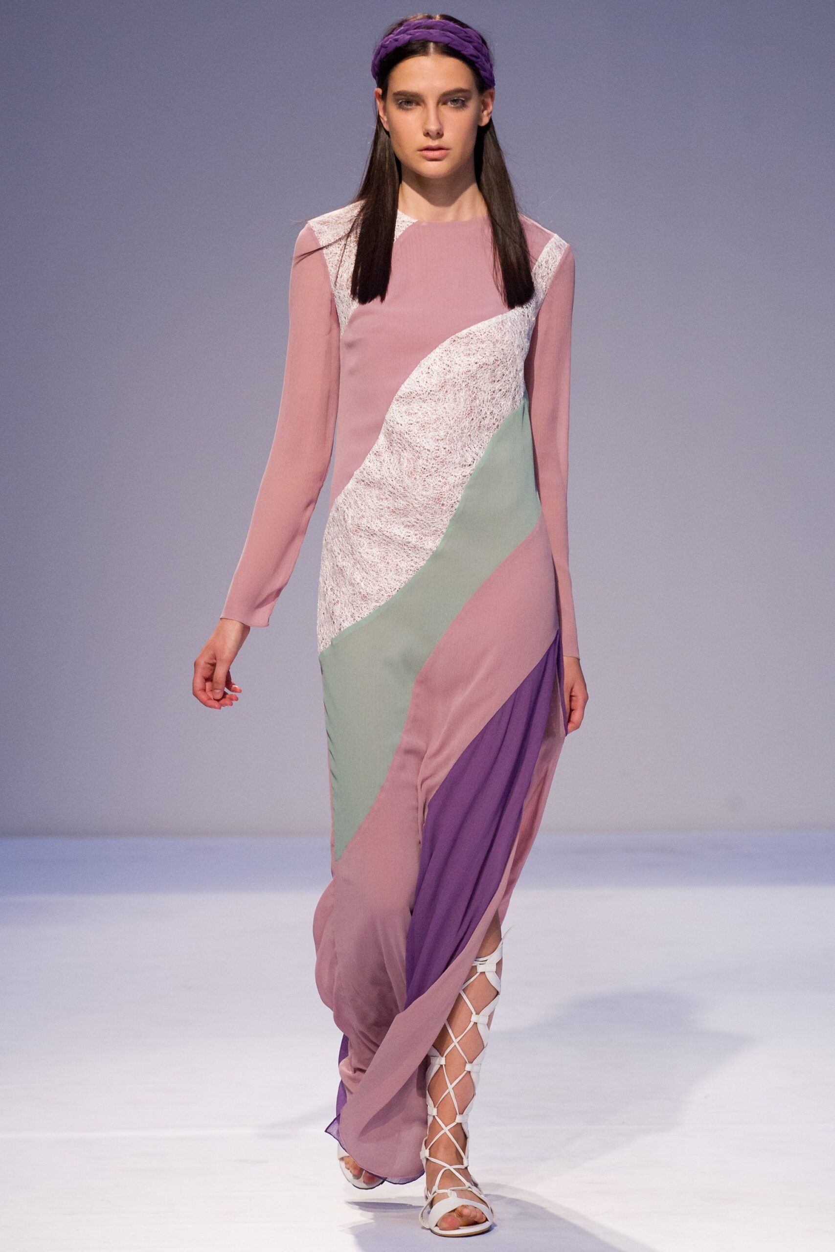 color-blocked silk maxi dress