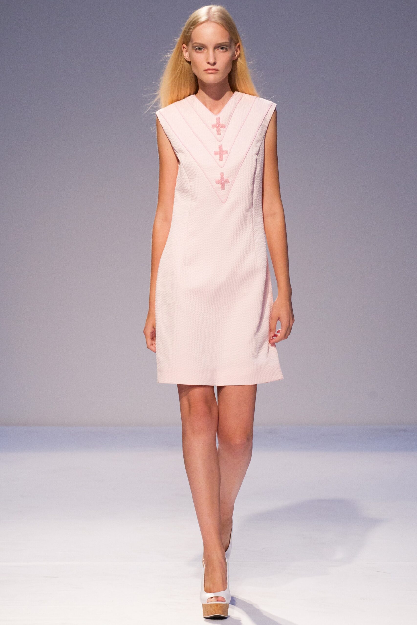 fitted pink sleeveless dress