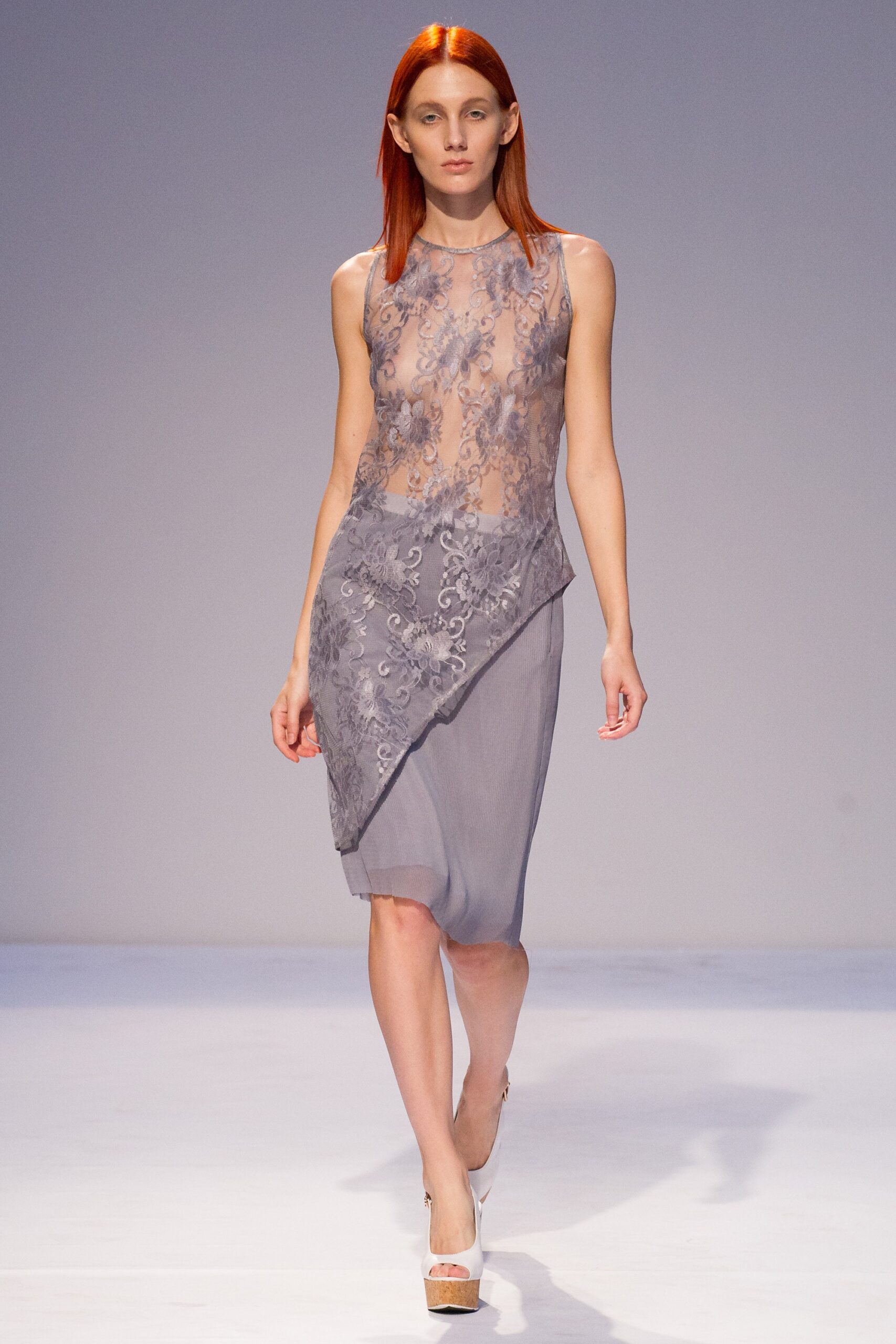 fitted gray sheer dress