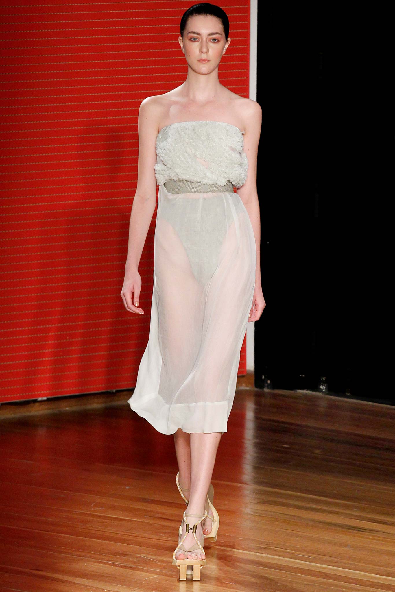 white sheer strapless dress