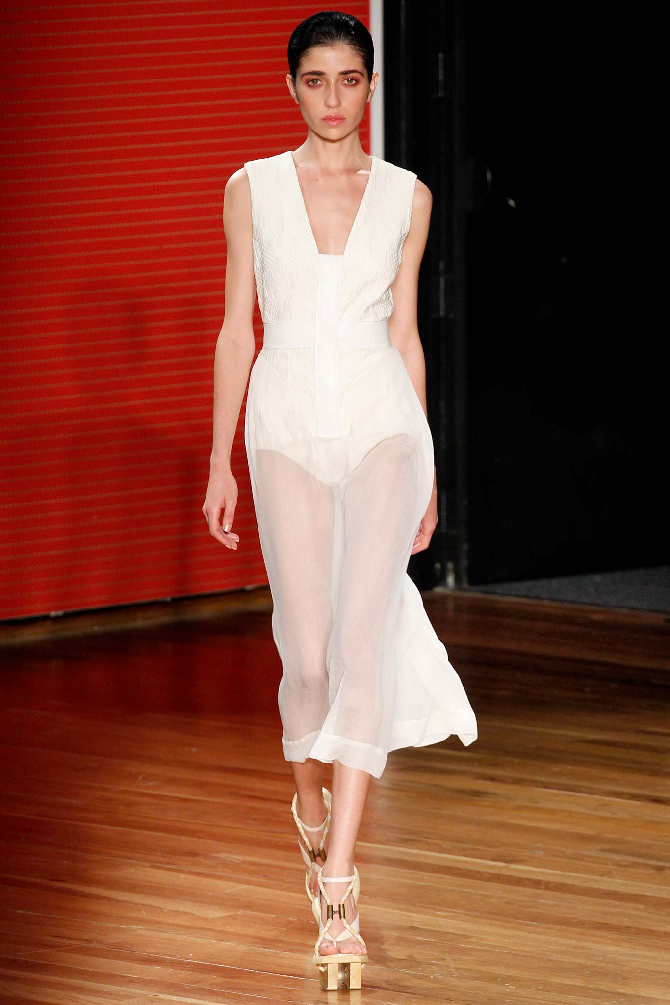 white silk sleeveless dress