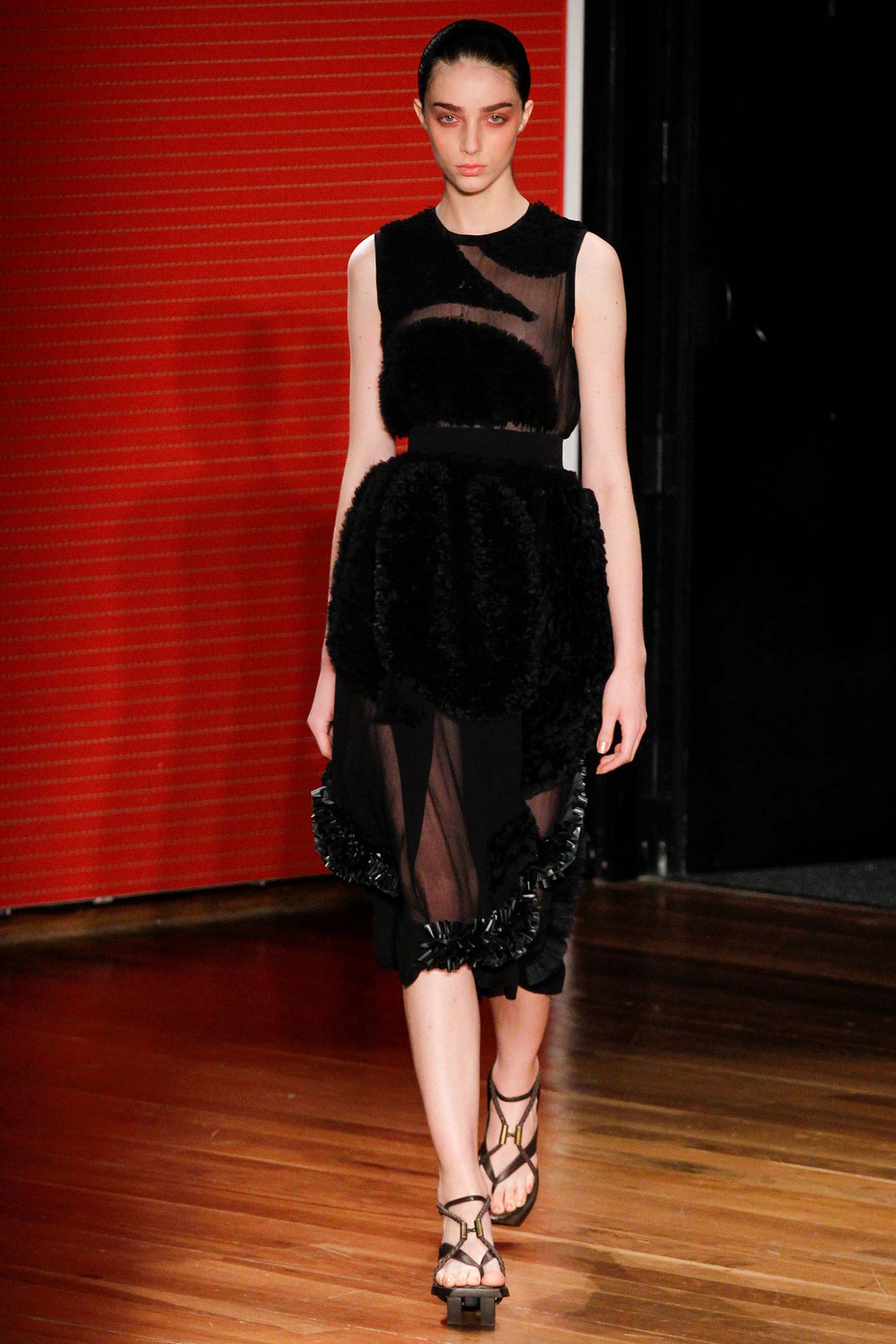 black sheer midi dress
