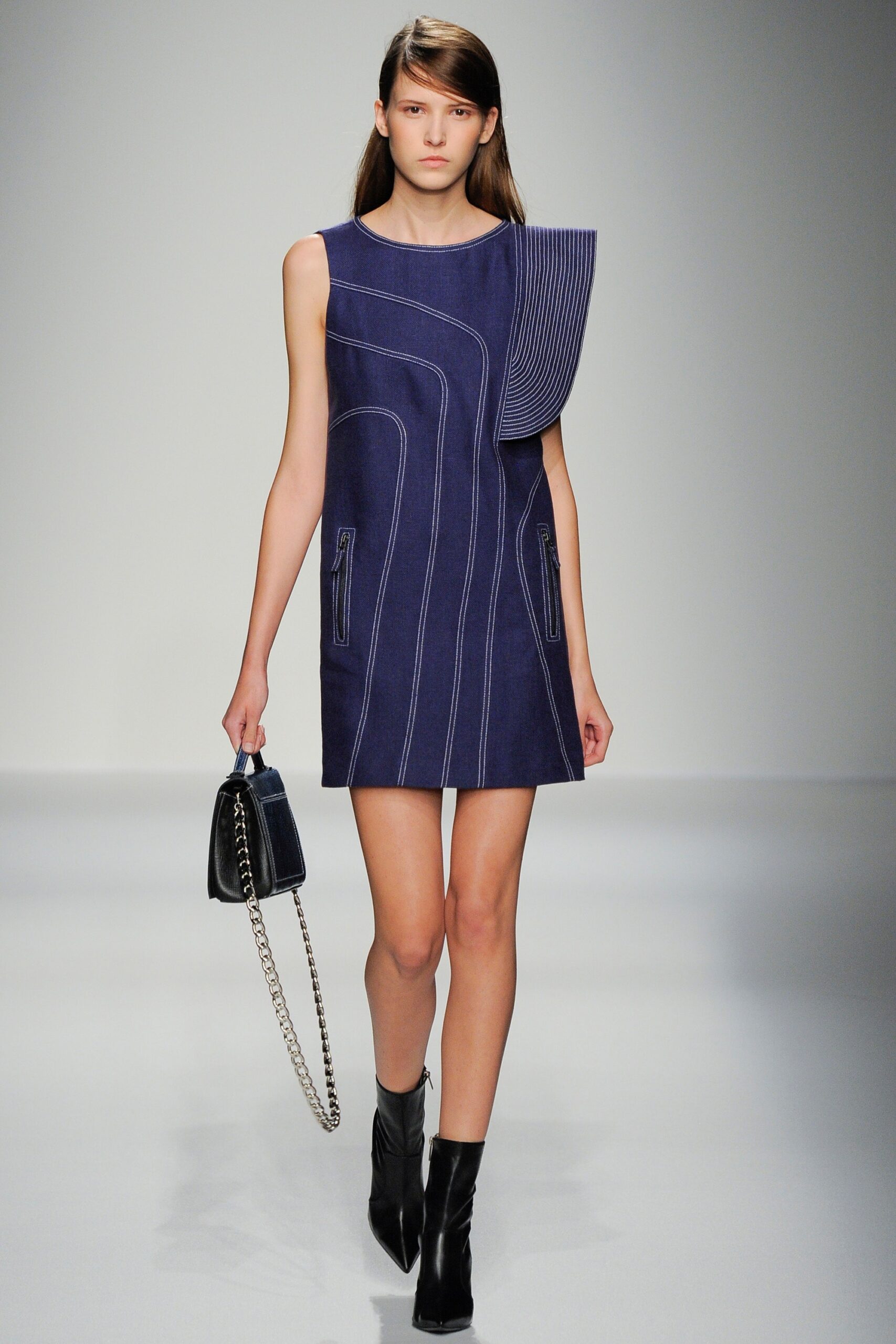 blue cotton asymmetric dress