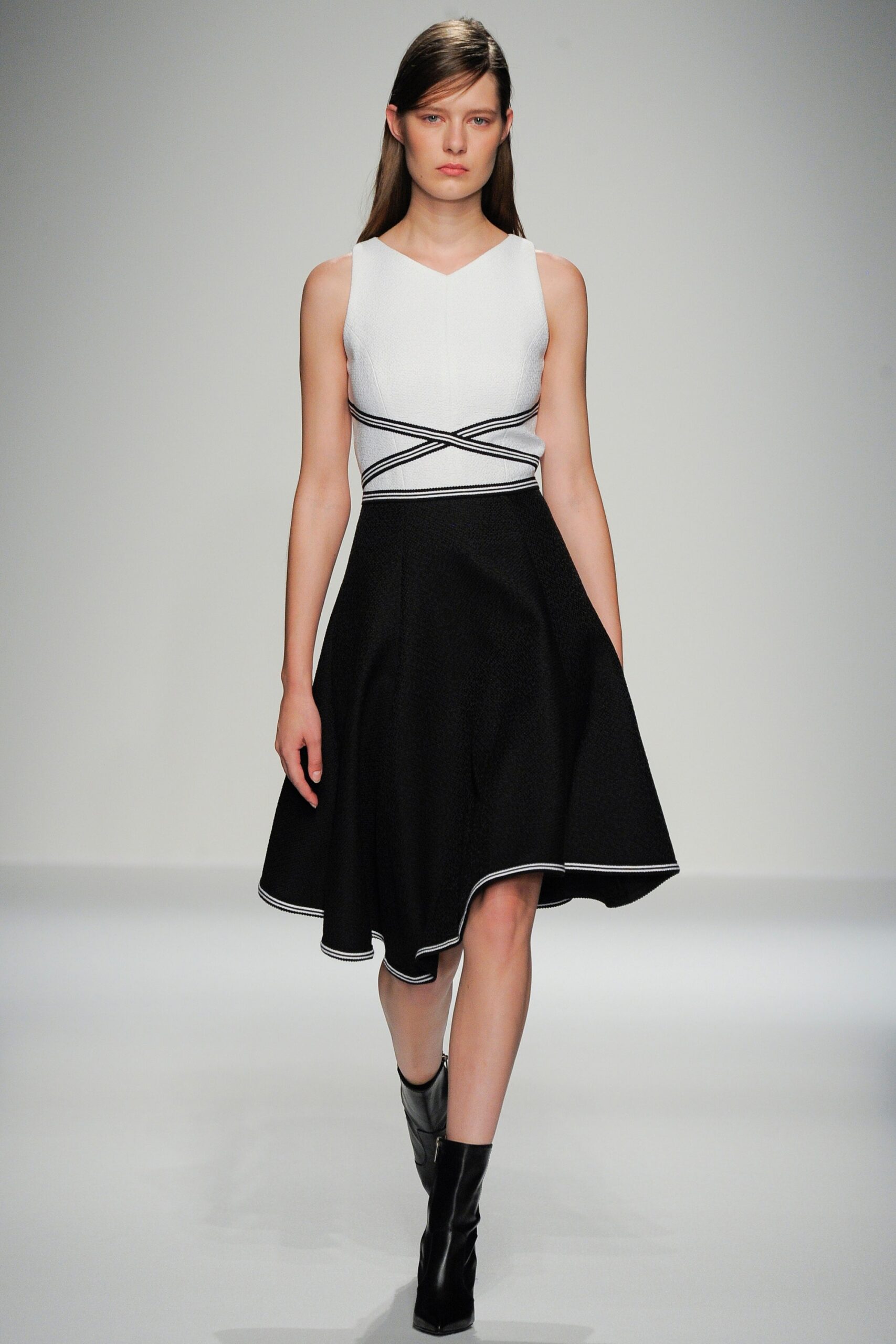 black and white fitted midi dress