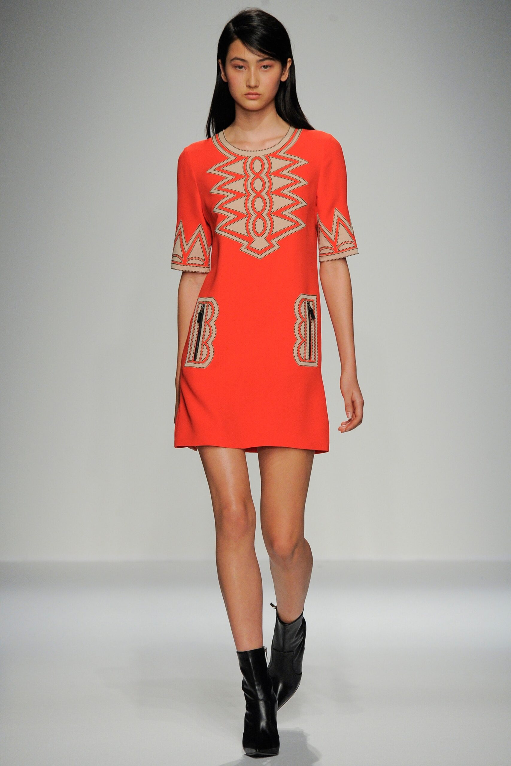 red embroidered mini dress