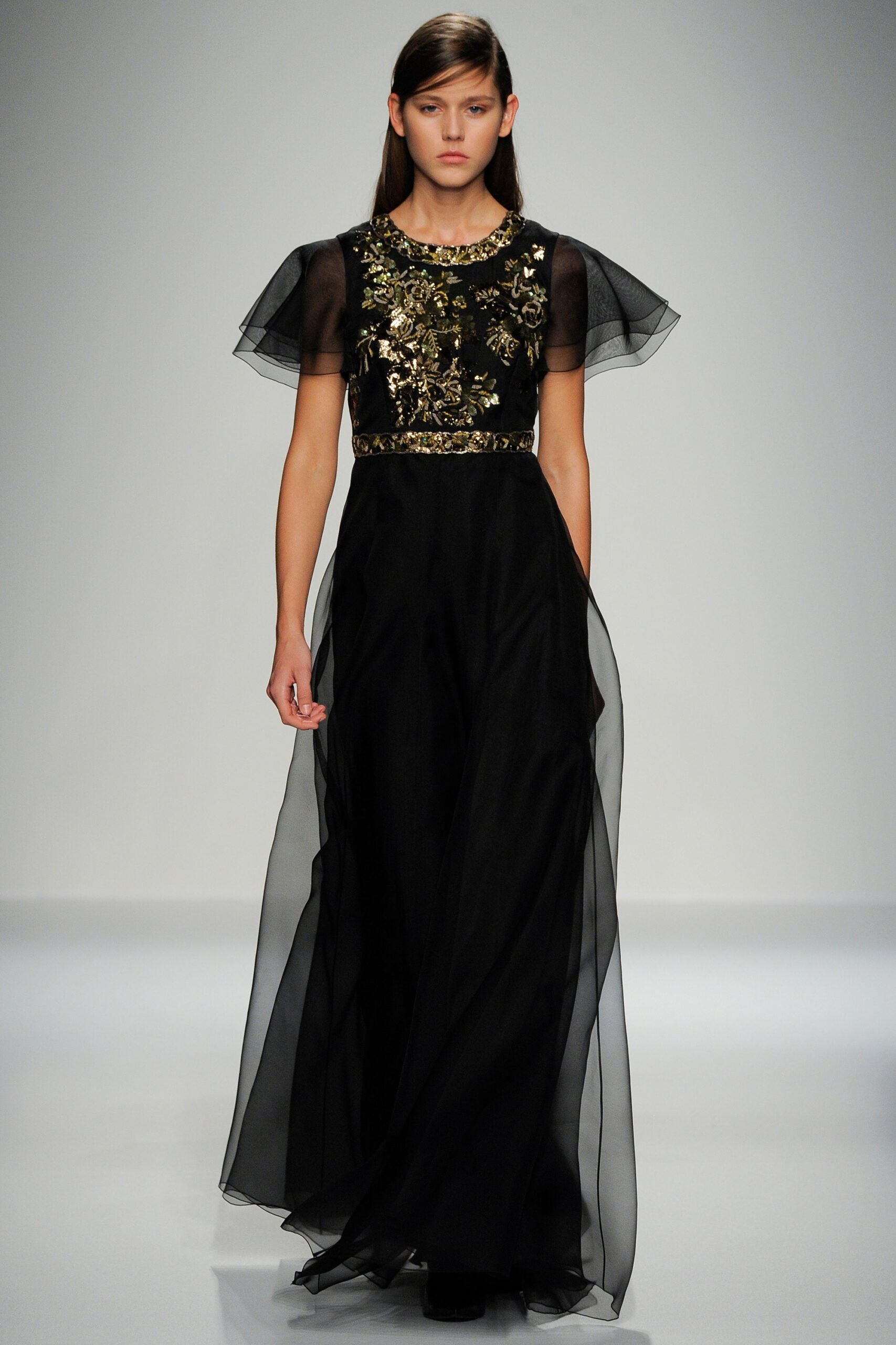 black embroidered maxi gown
