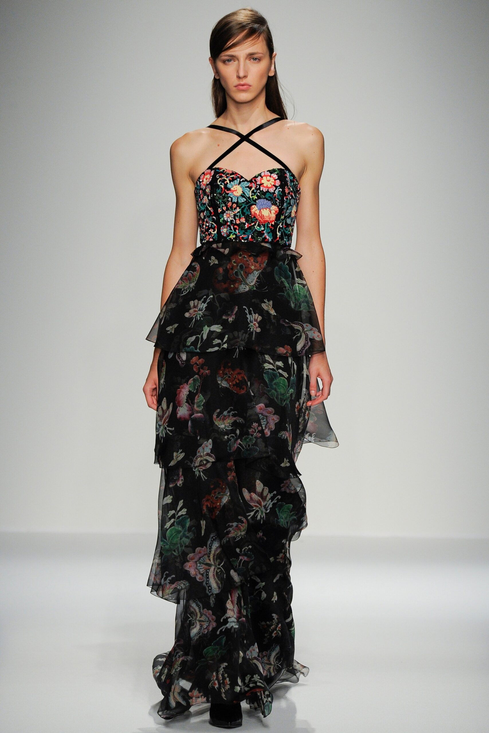 black embroidered maxi gown