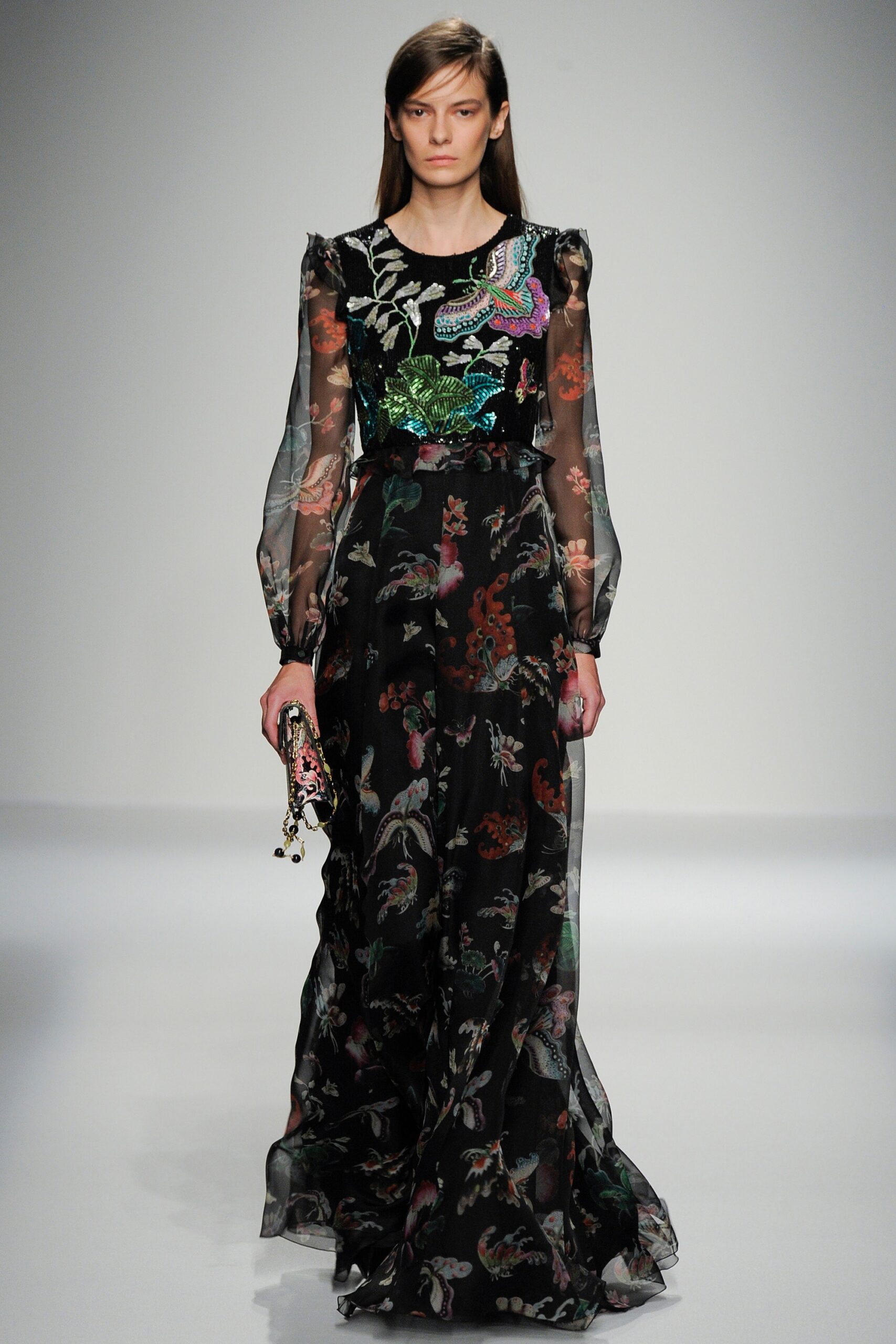 black embroidered maxi gown