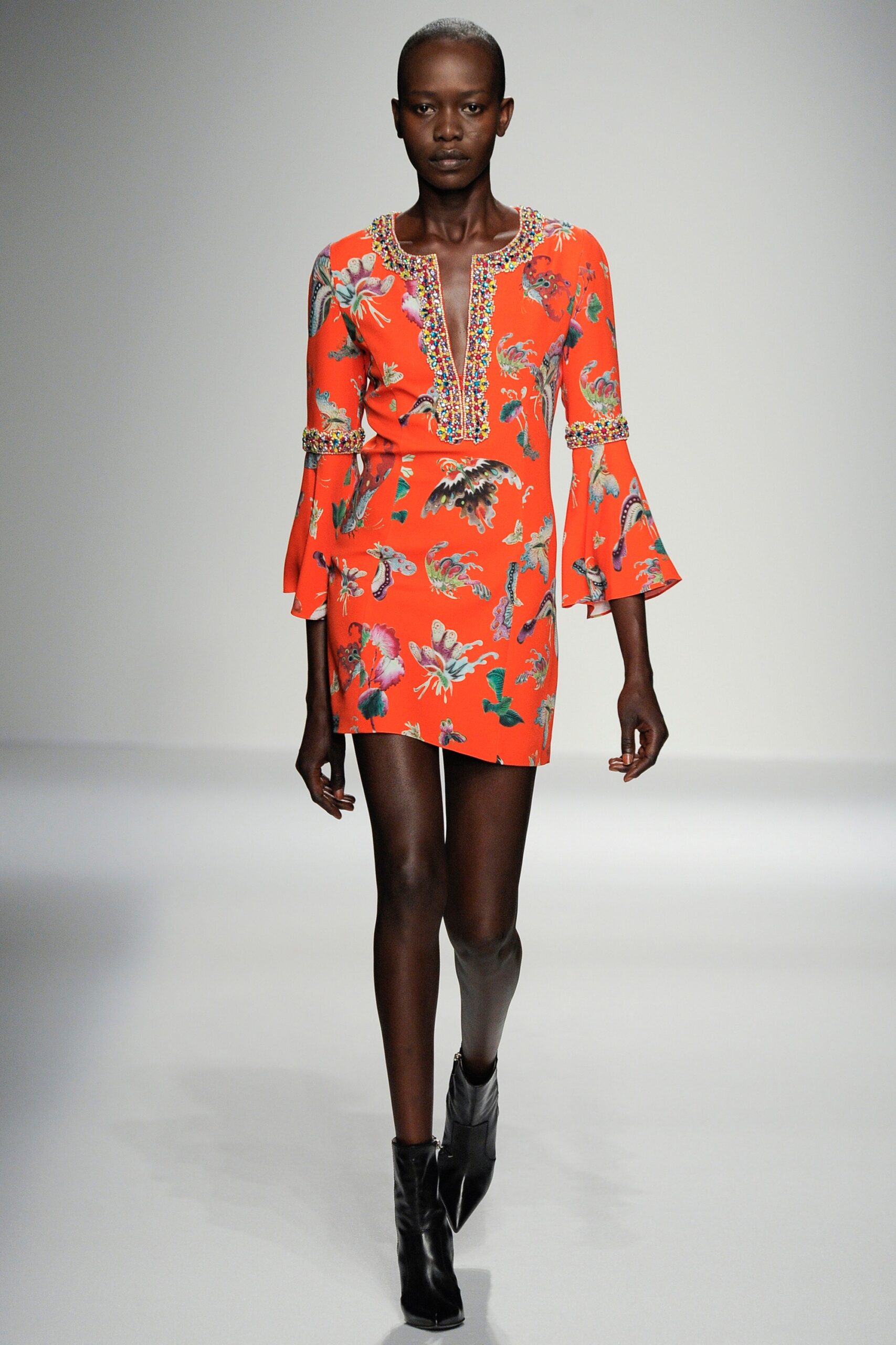 fitted red silk mini-dress