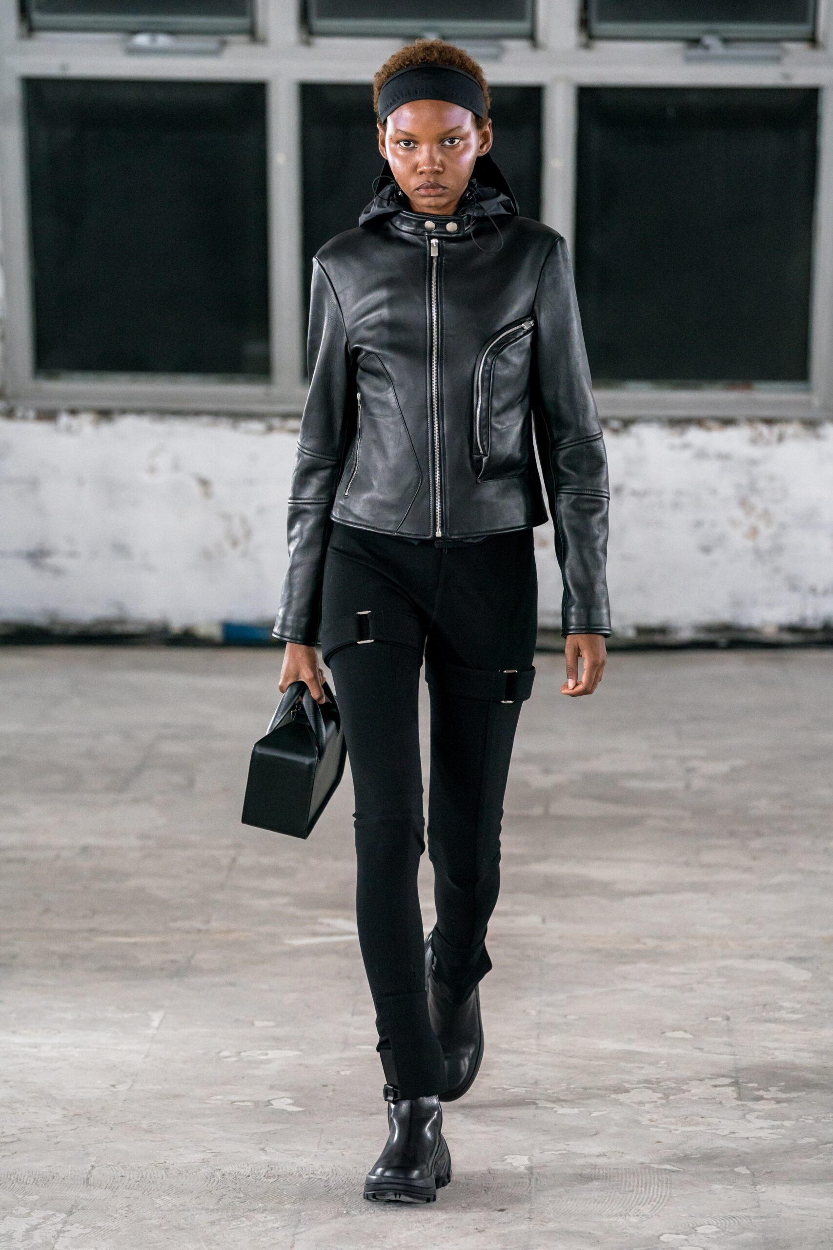 black leather structured bag