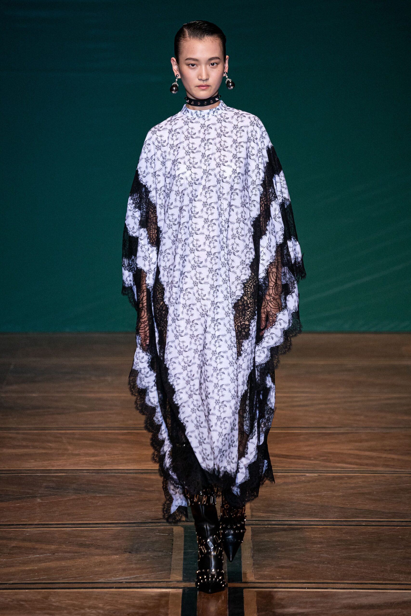 white and black layered maxi dress