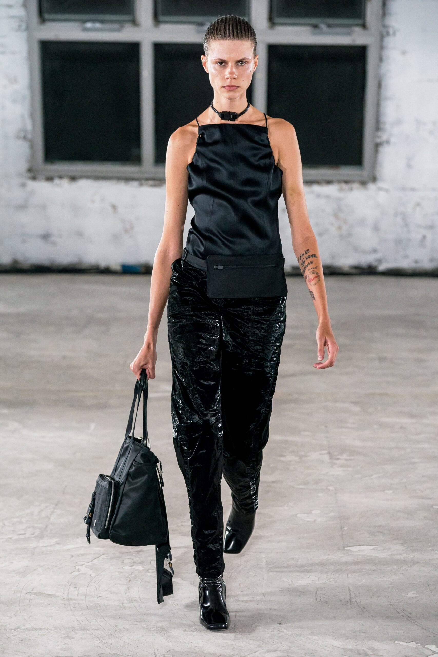 black leather bag