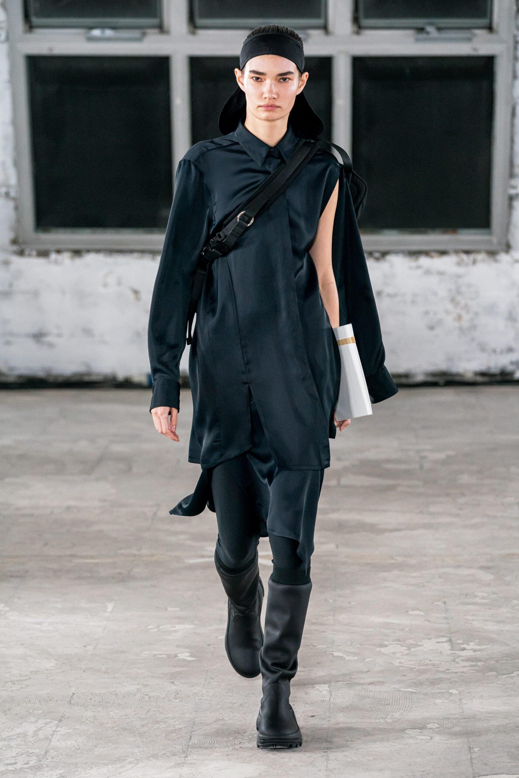 black leather fitted boots