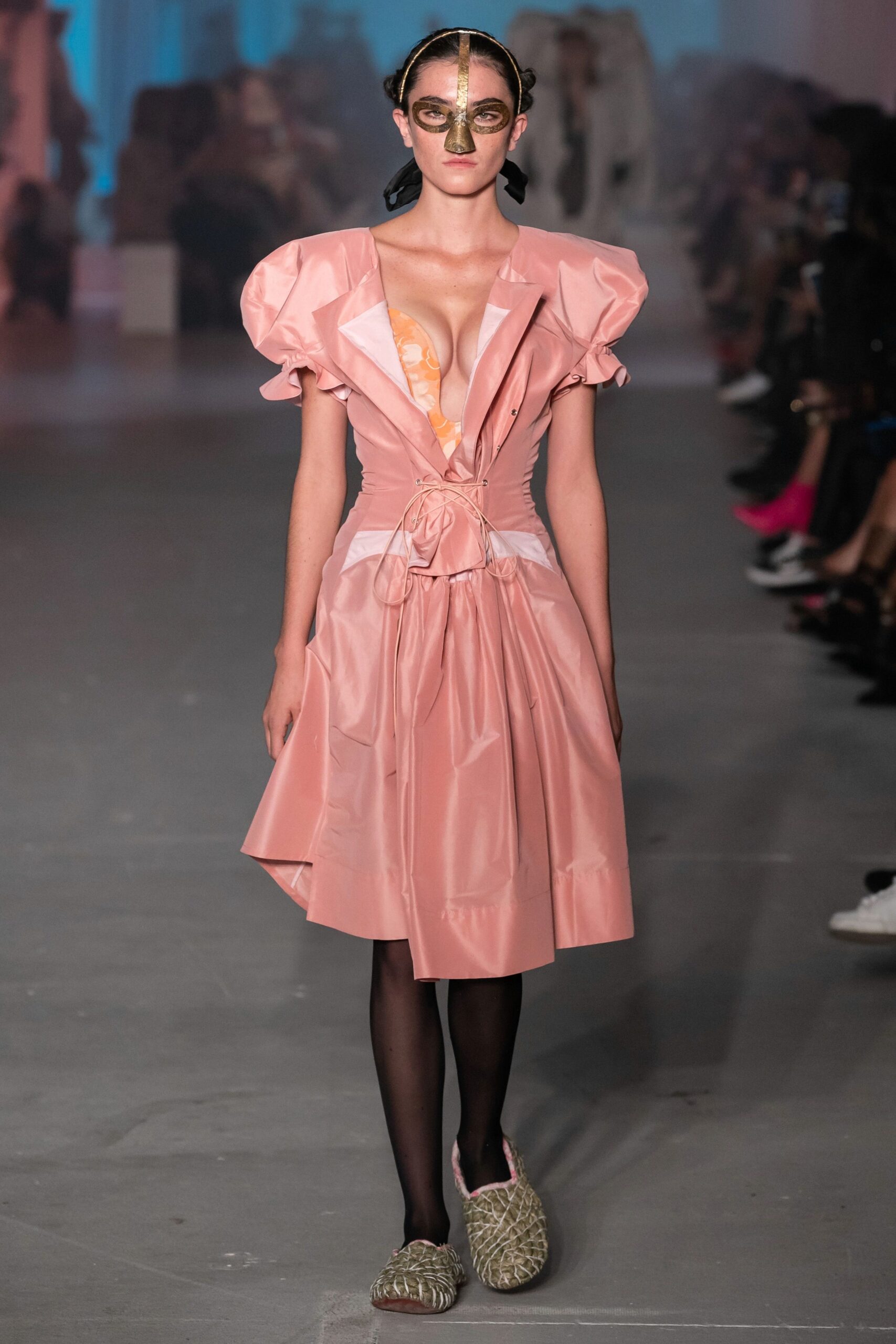 pink fitted midi dress