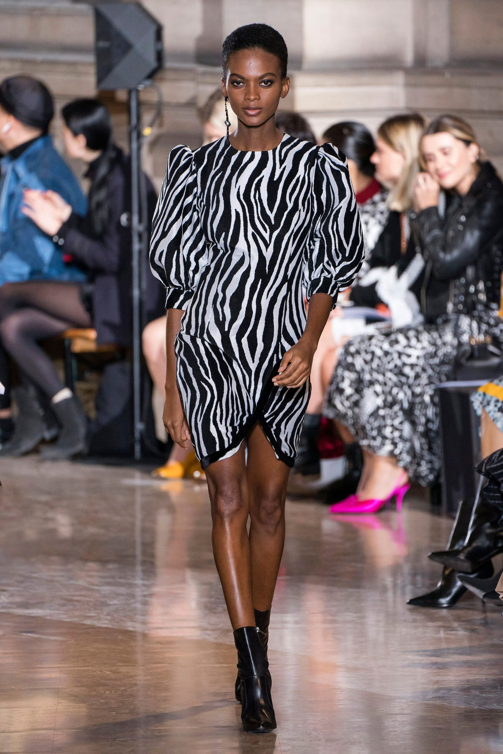 black and white animal-print dress