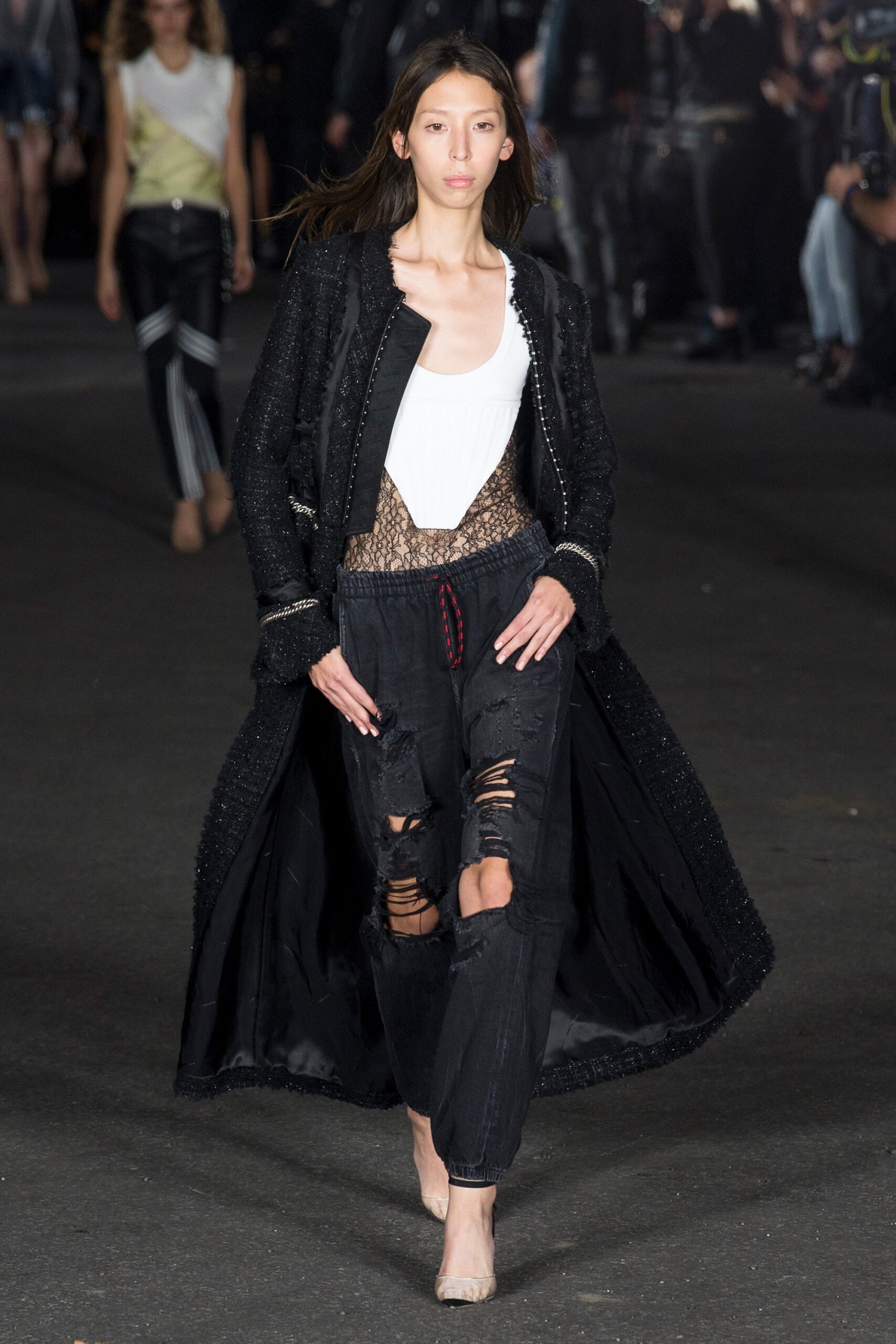 black denim relaxed distressed pants