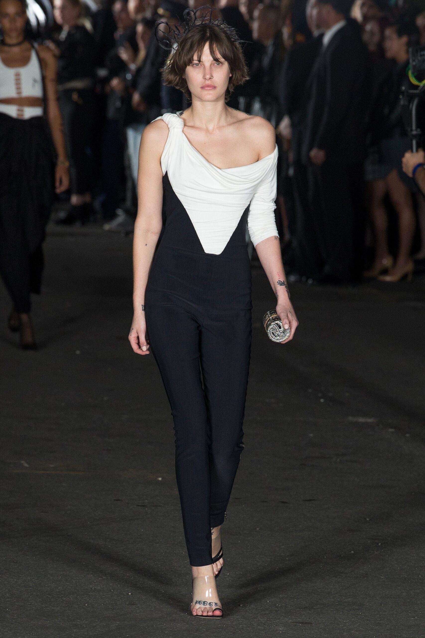 black and white fitted jumpsuit