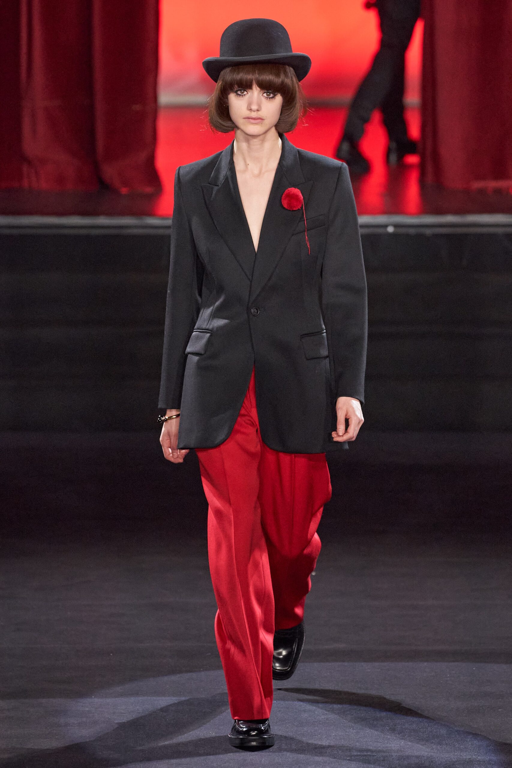 black blazer red pants outfit