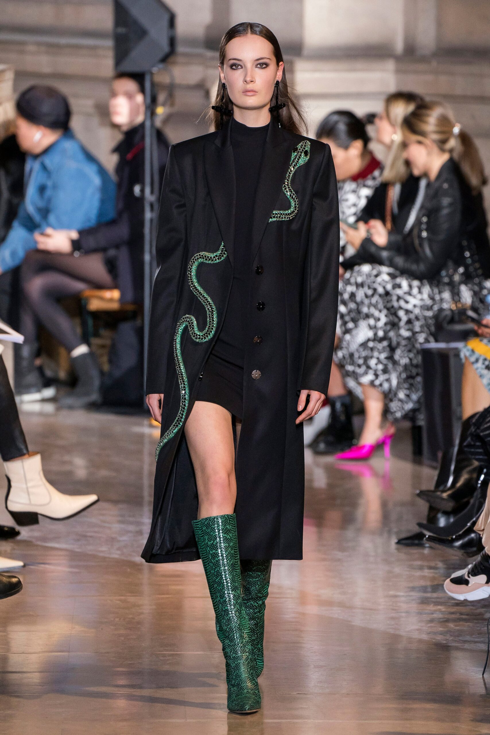 black coat with green embroidery