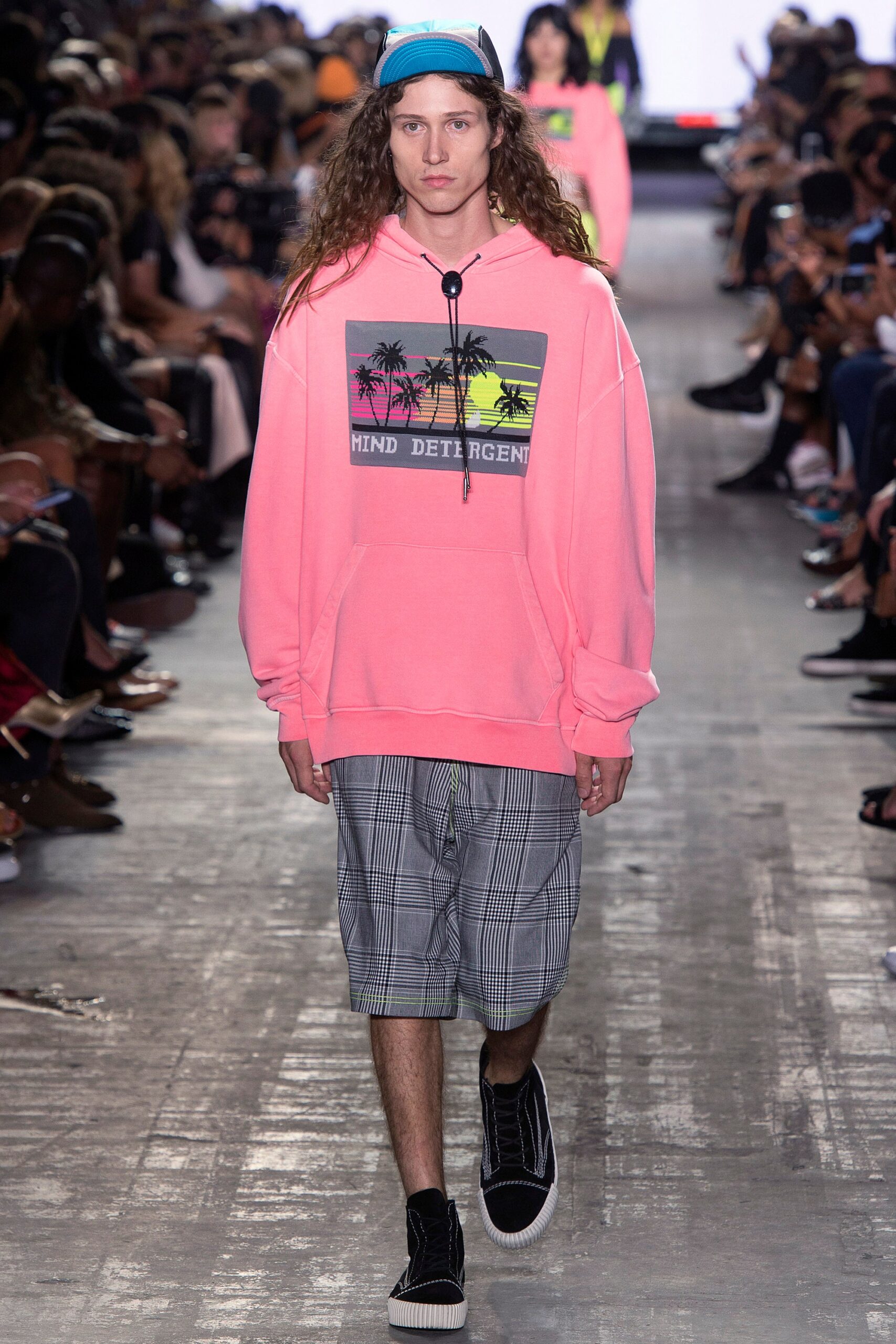 pink long-sleeve hooded oversized printed hoodie