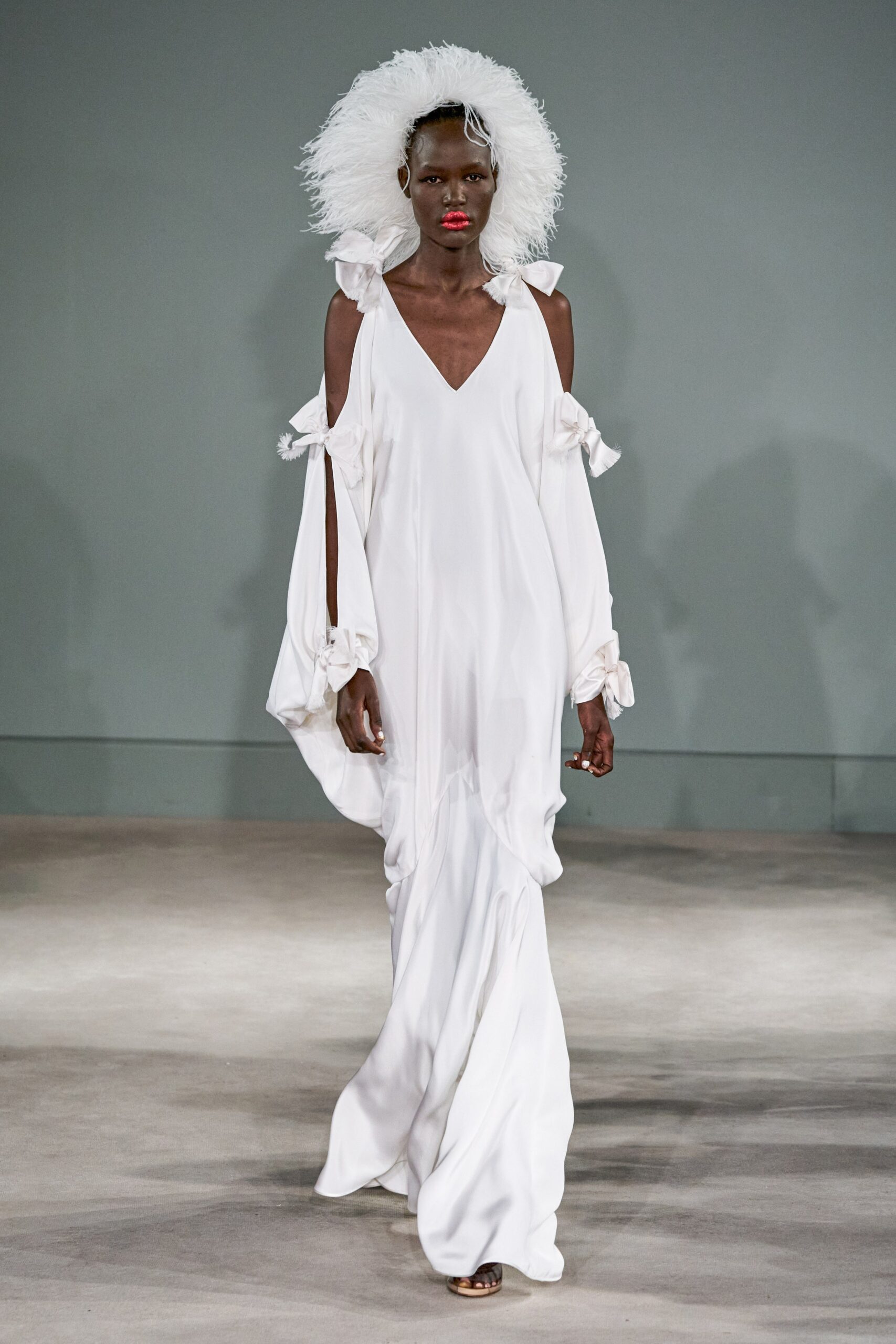 white silk relaxed gown
