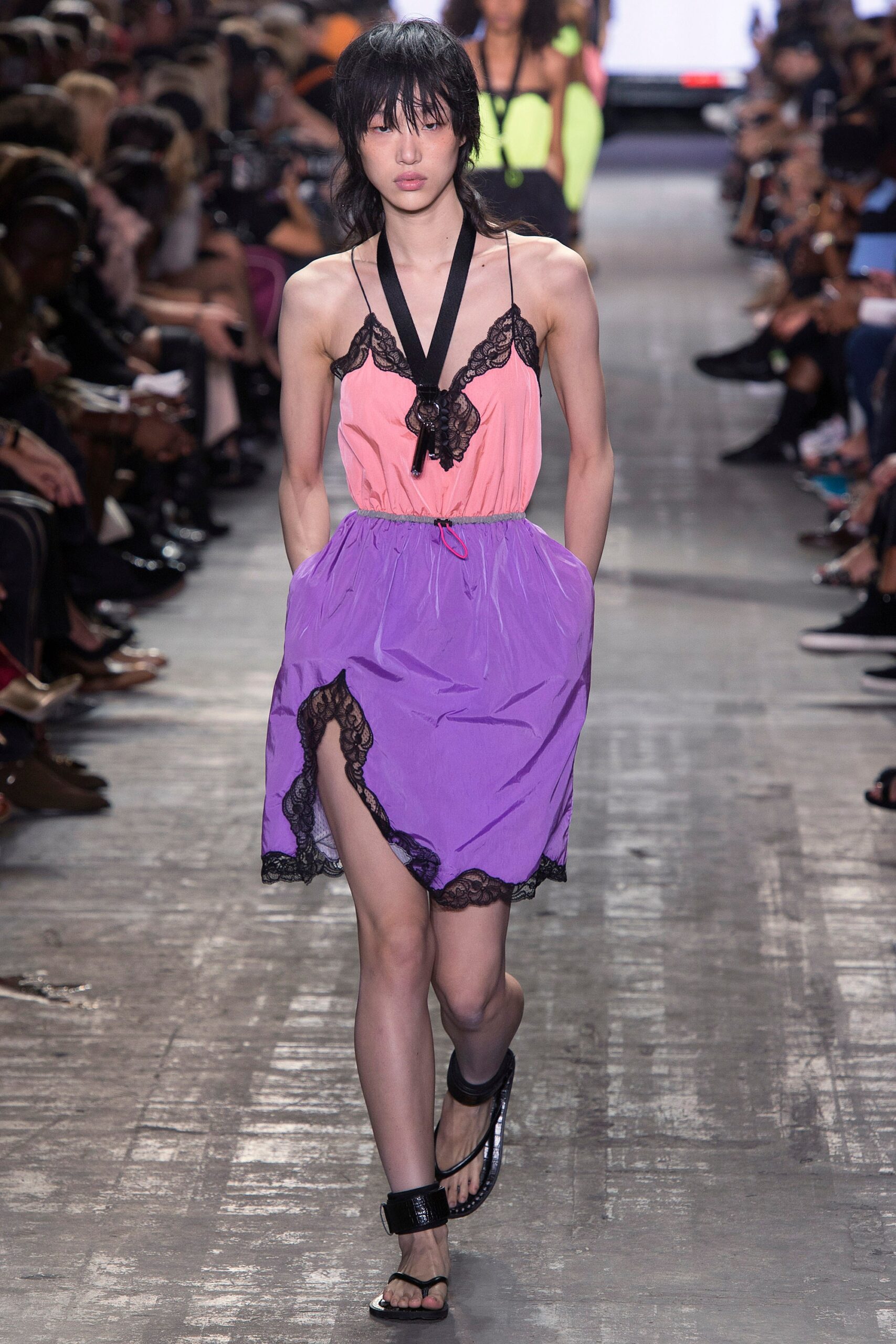 pink and purple asymmetric dress
