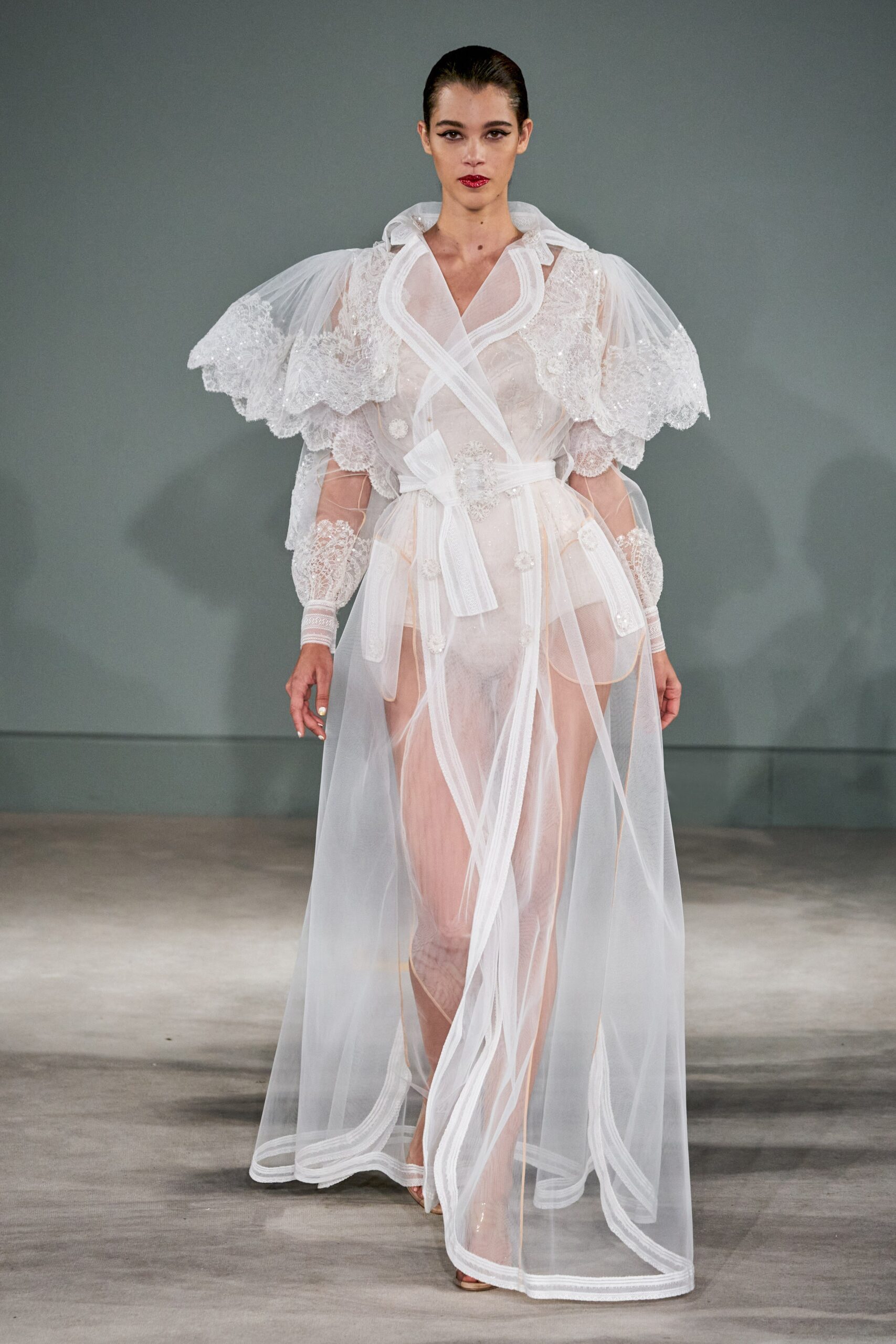white sheer layered dress