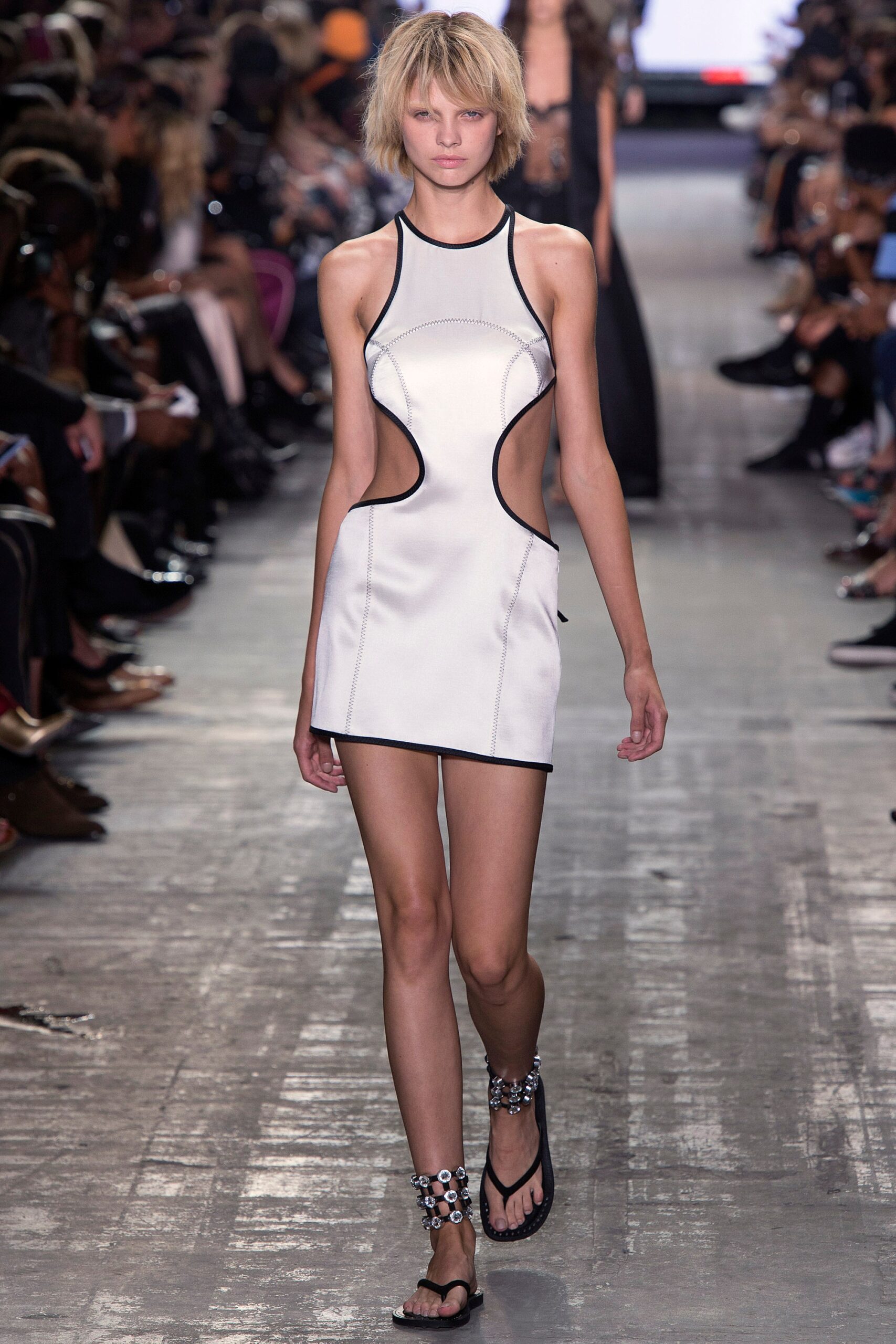 white fitted sleeveless dress