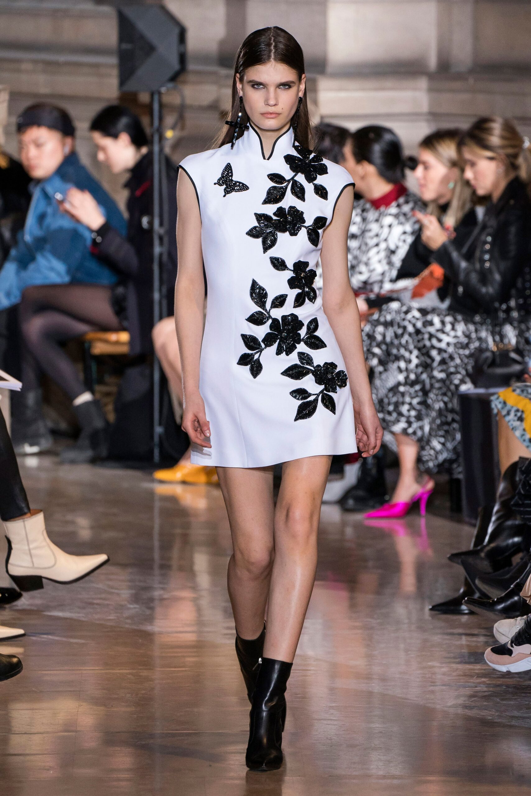 fitted white embroidered dress