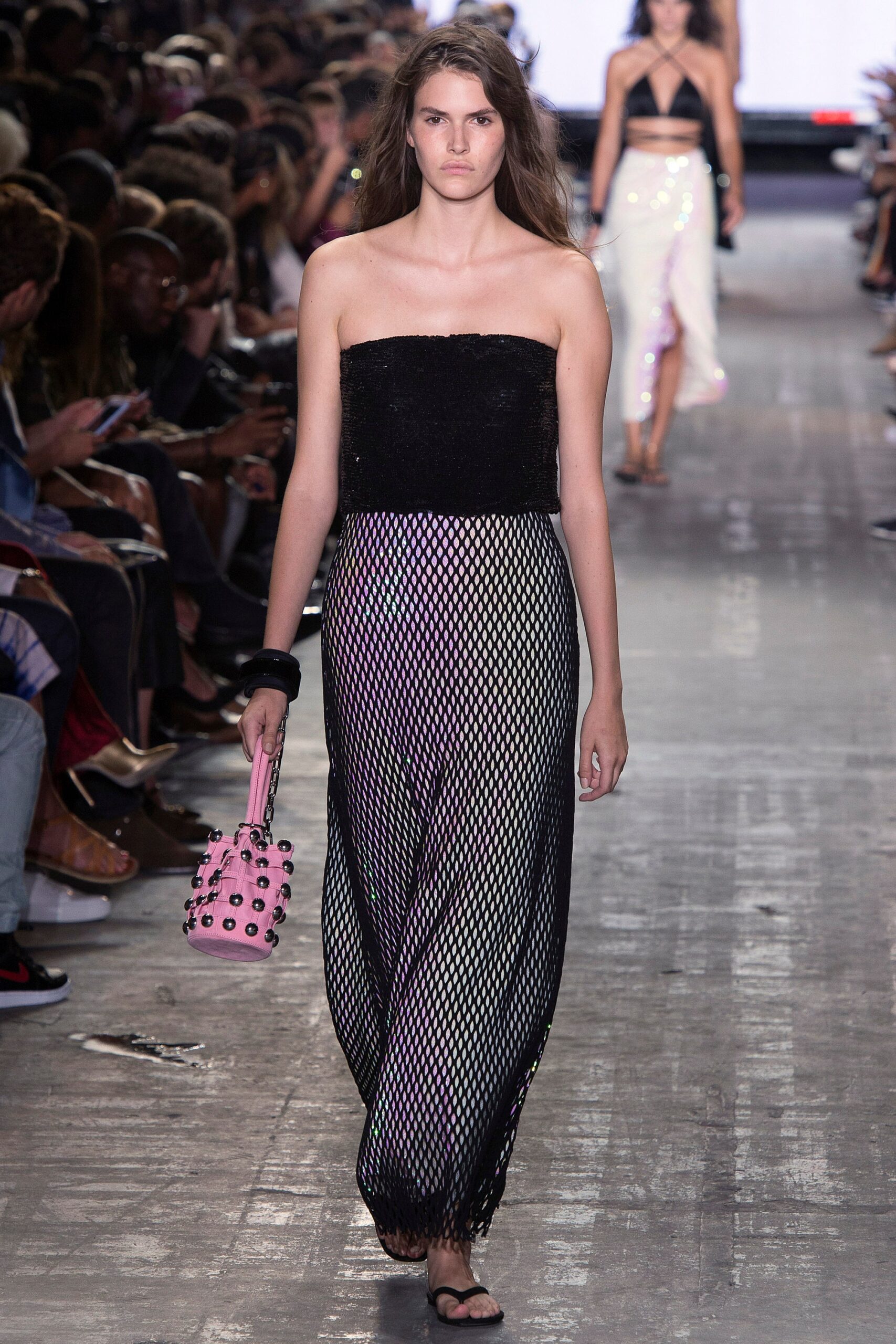 black lace strapless maxi dress