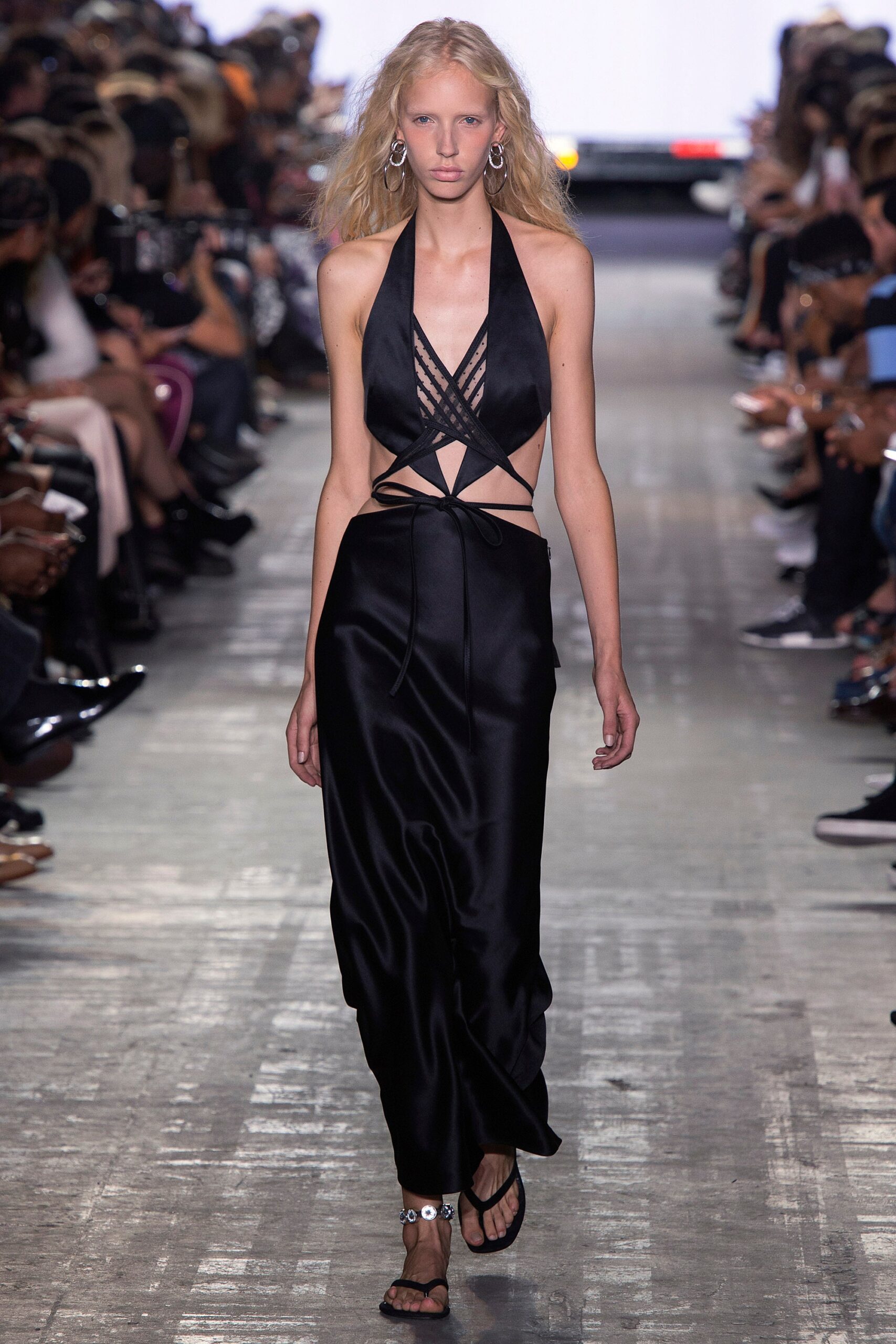 black silk halter dress