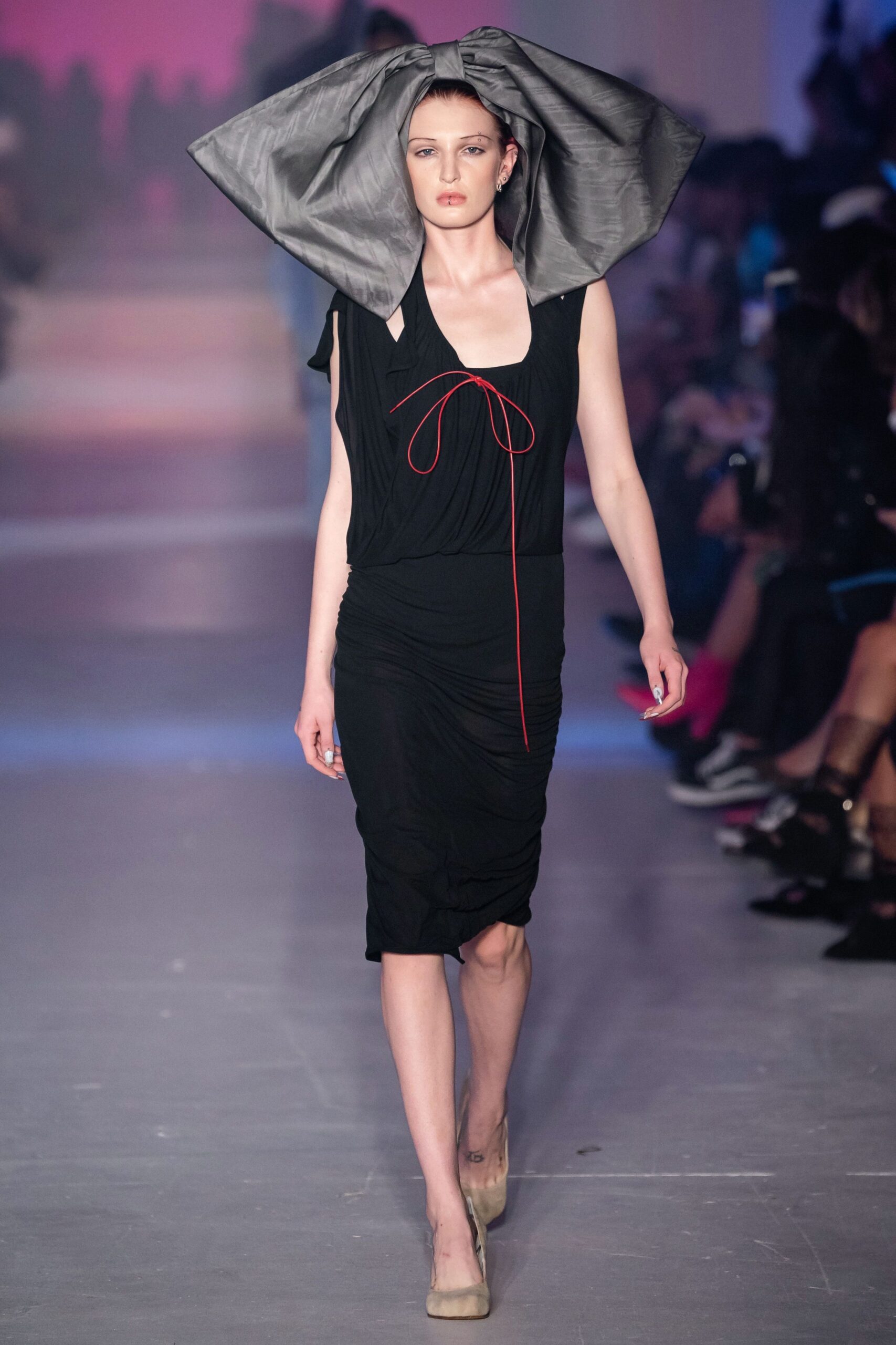 gray leather asymmetric structured hat