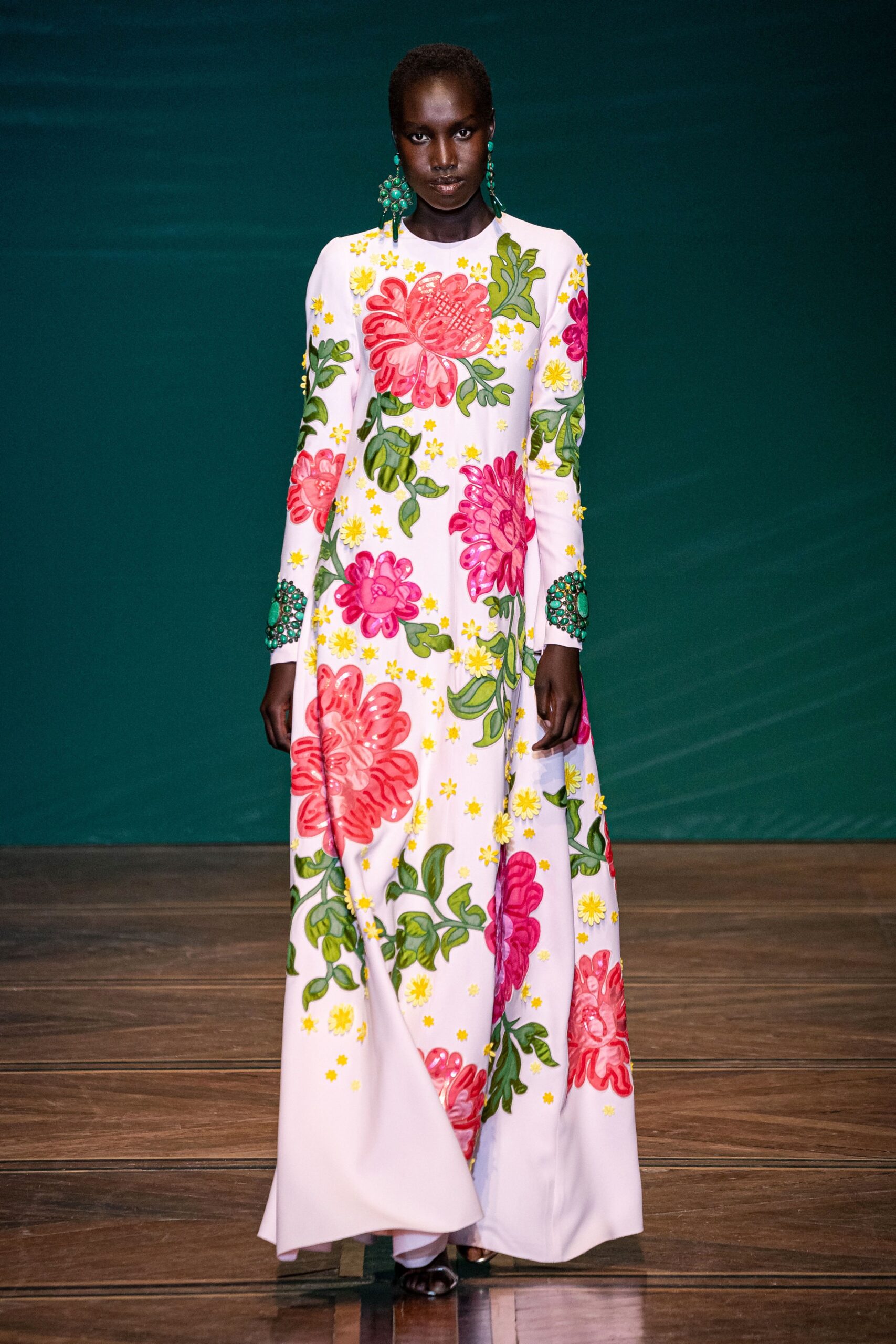 floral embroidered maxi gown