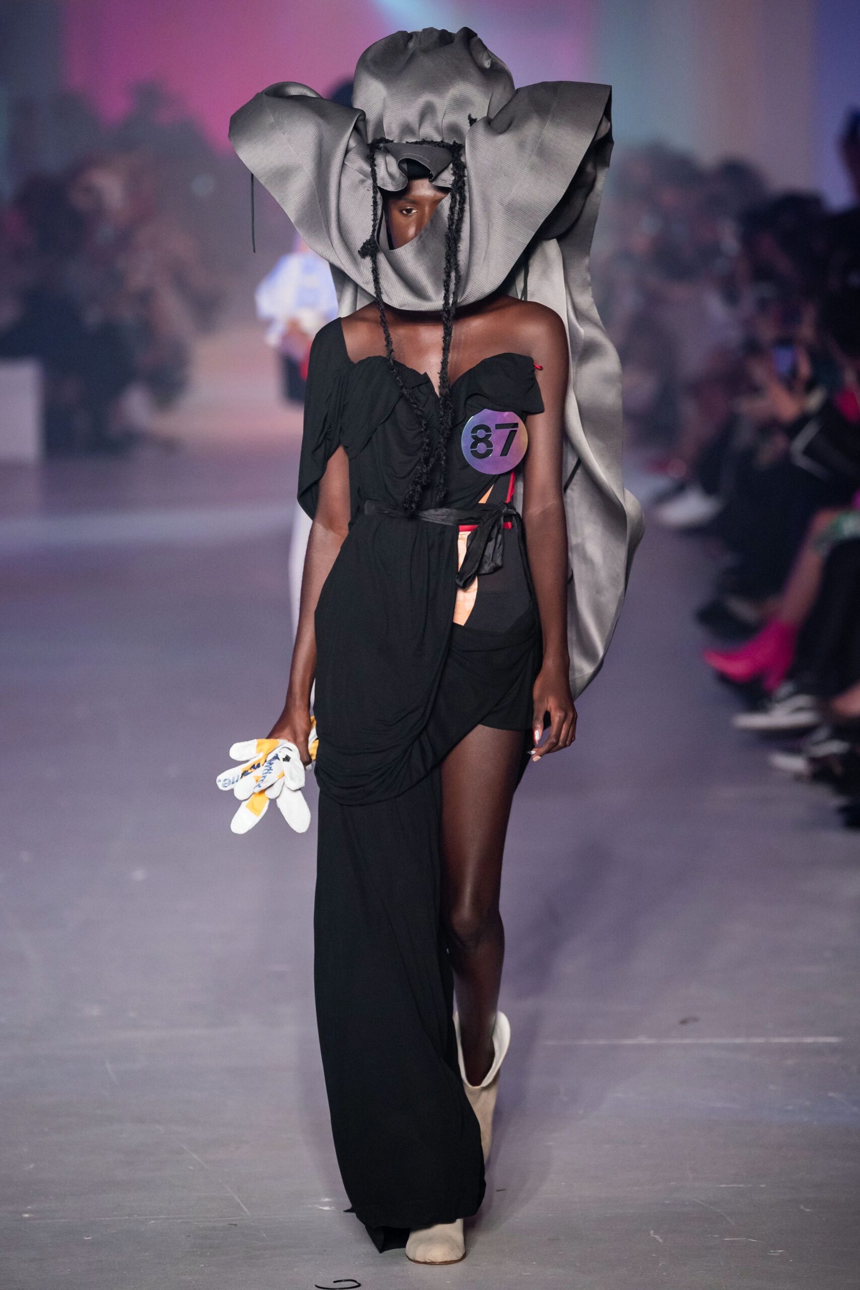 gray structured oversized hat