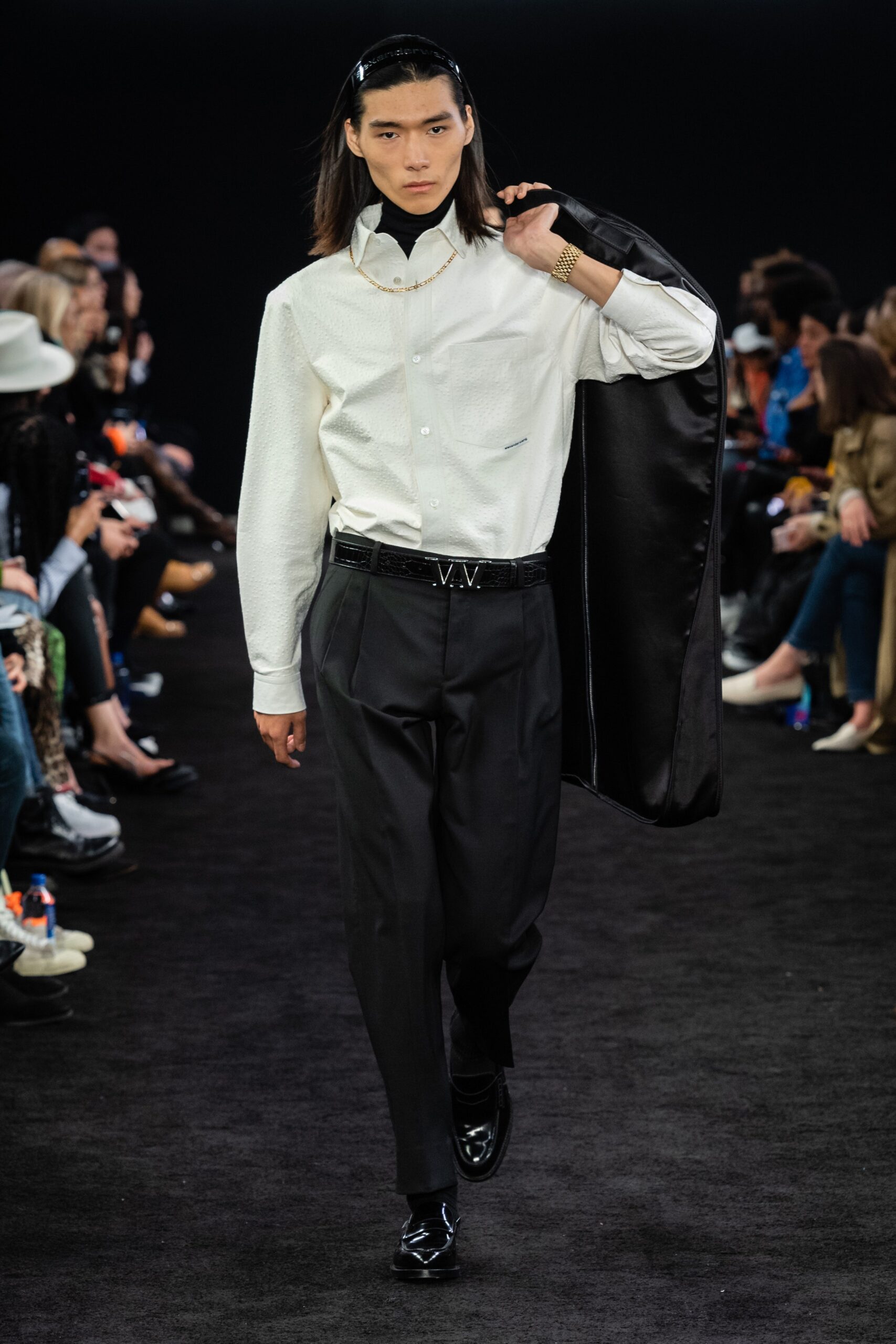 black silk relaxed layered coat