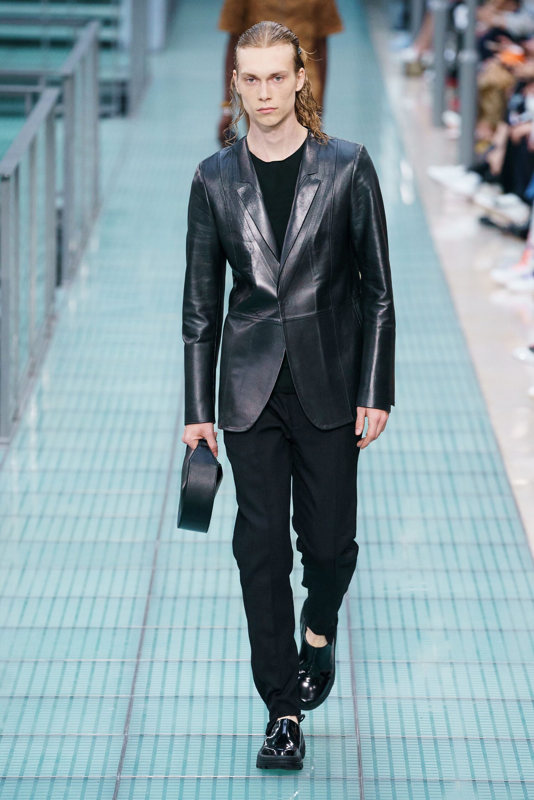 black leather tailored blazer