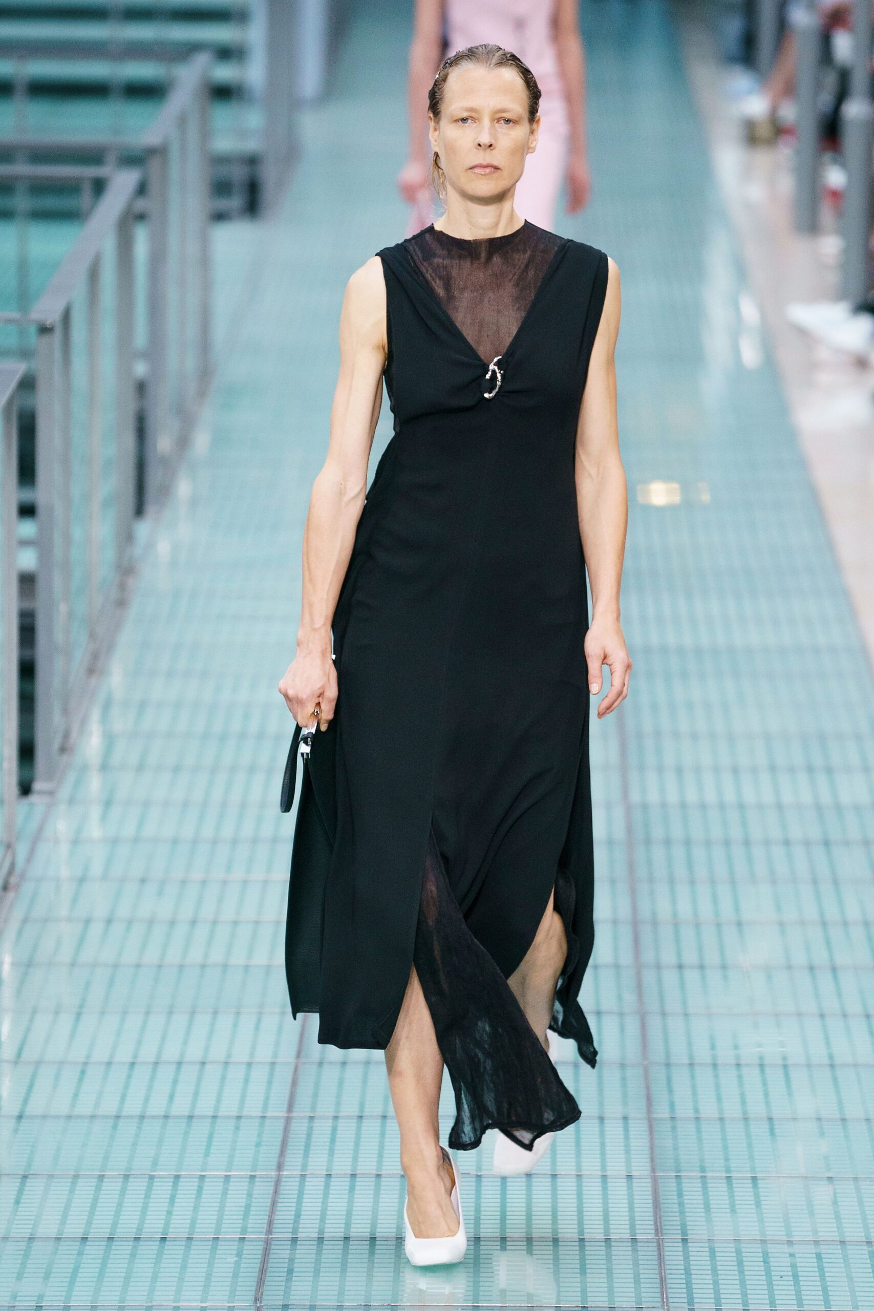 black silk sleeveless dress