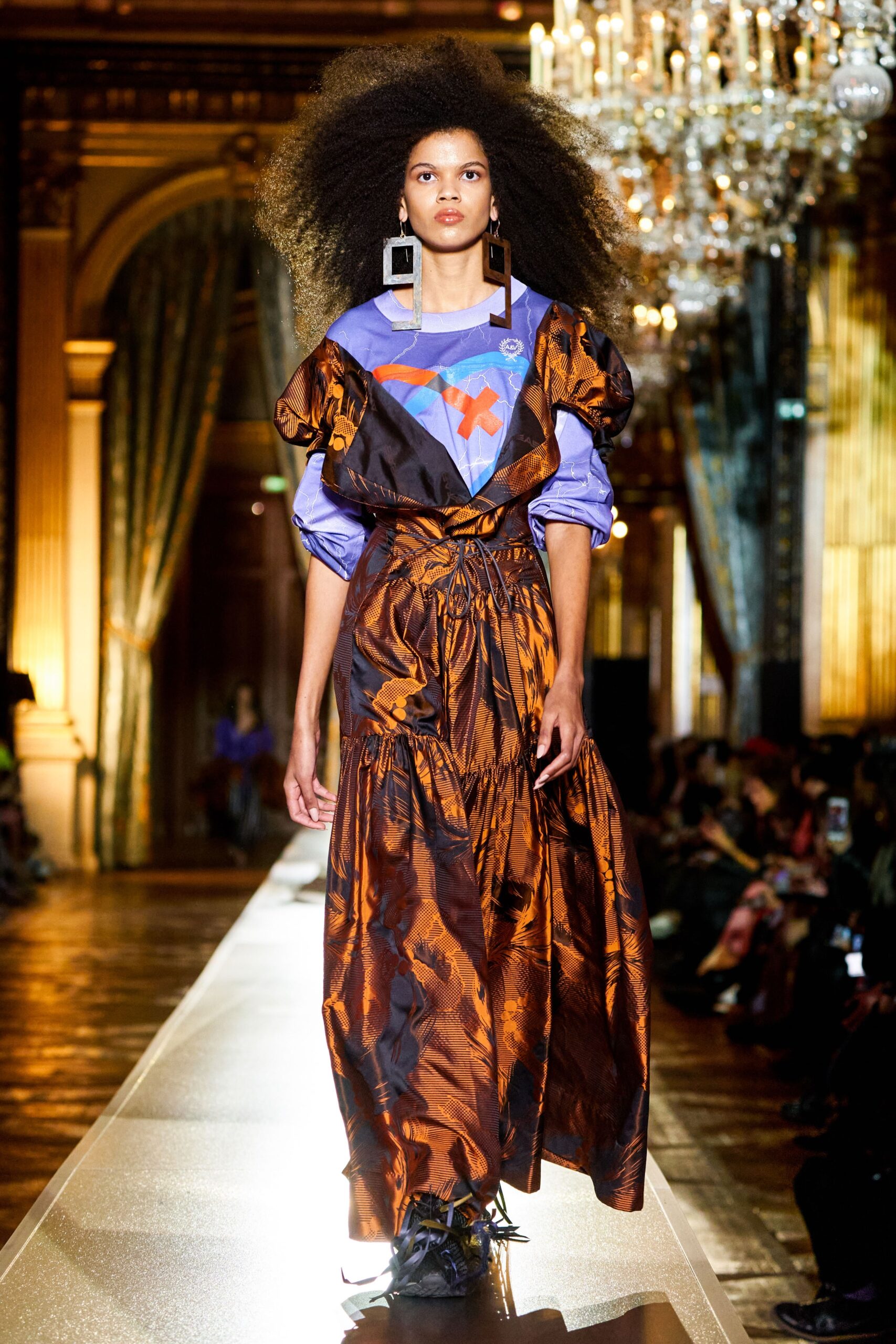 brown and purple tiered dress