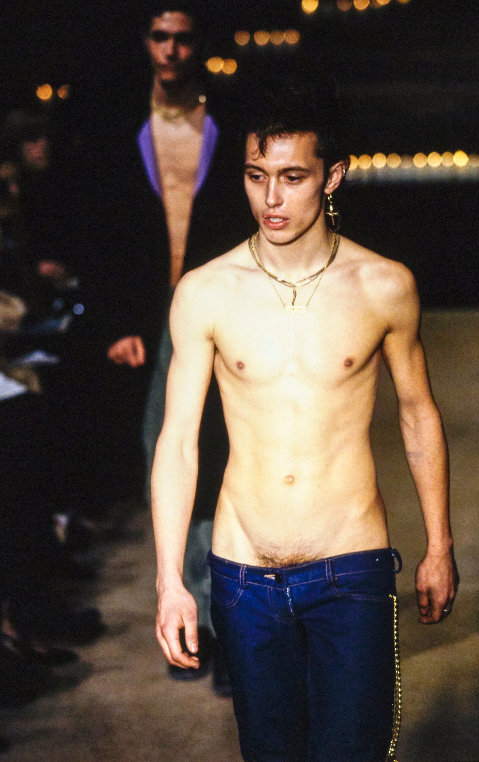 blue slim-fit denim jeans