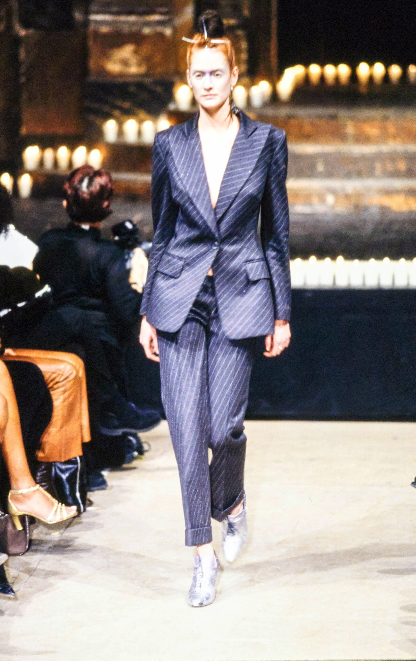 gray metallic shiny shoes