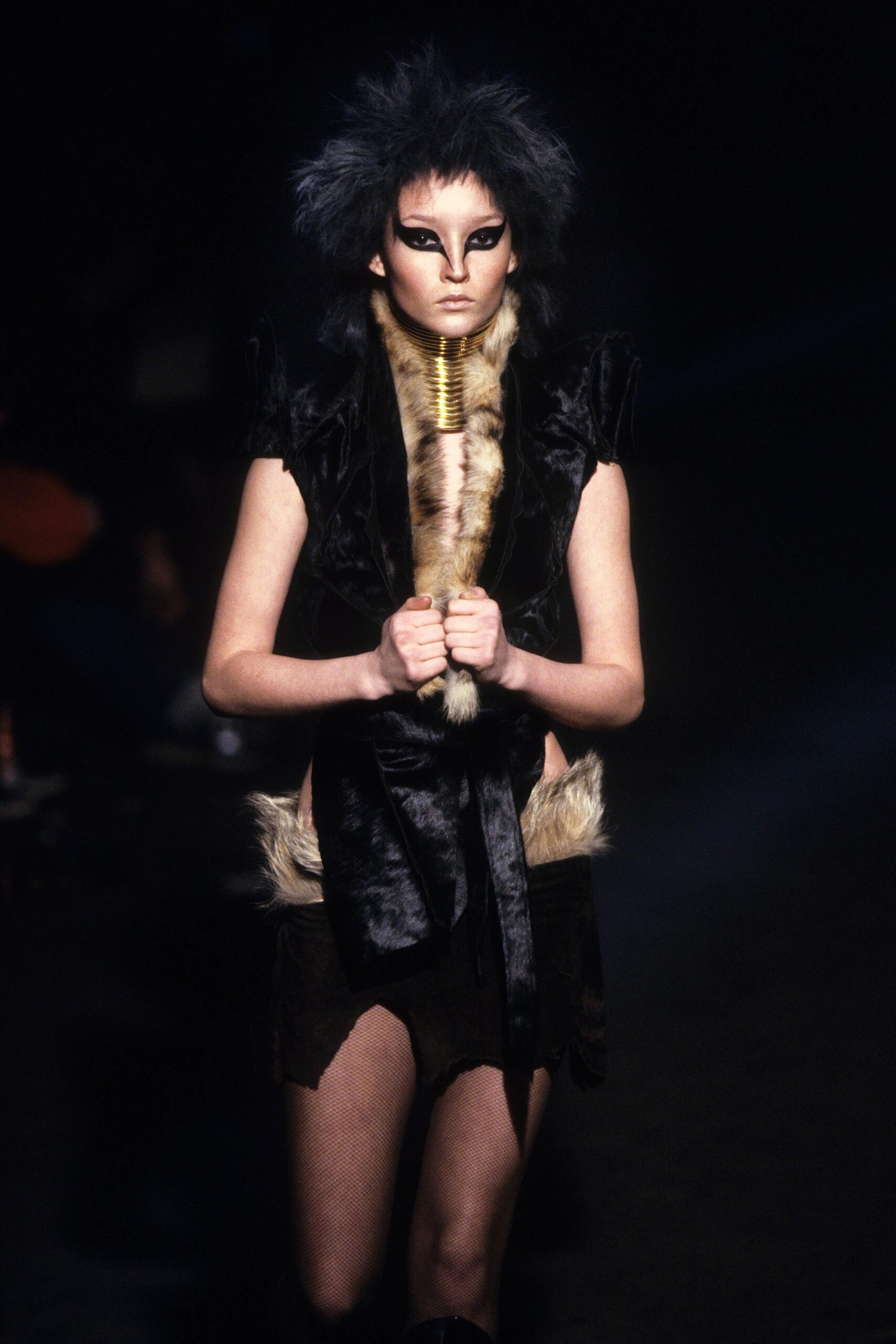 black fur relaxed layered cape