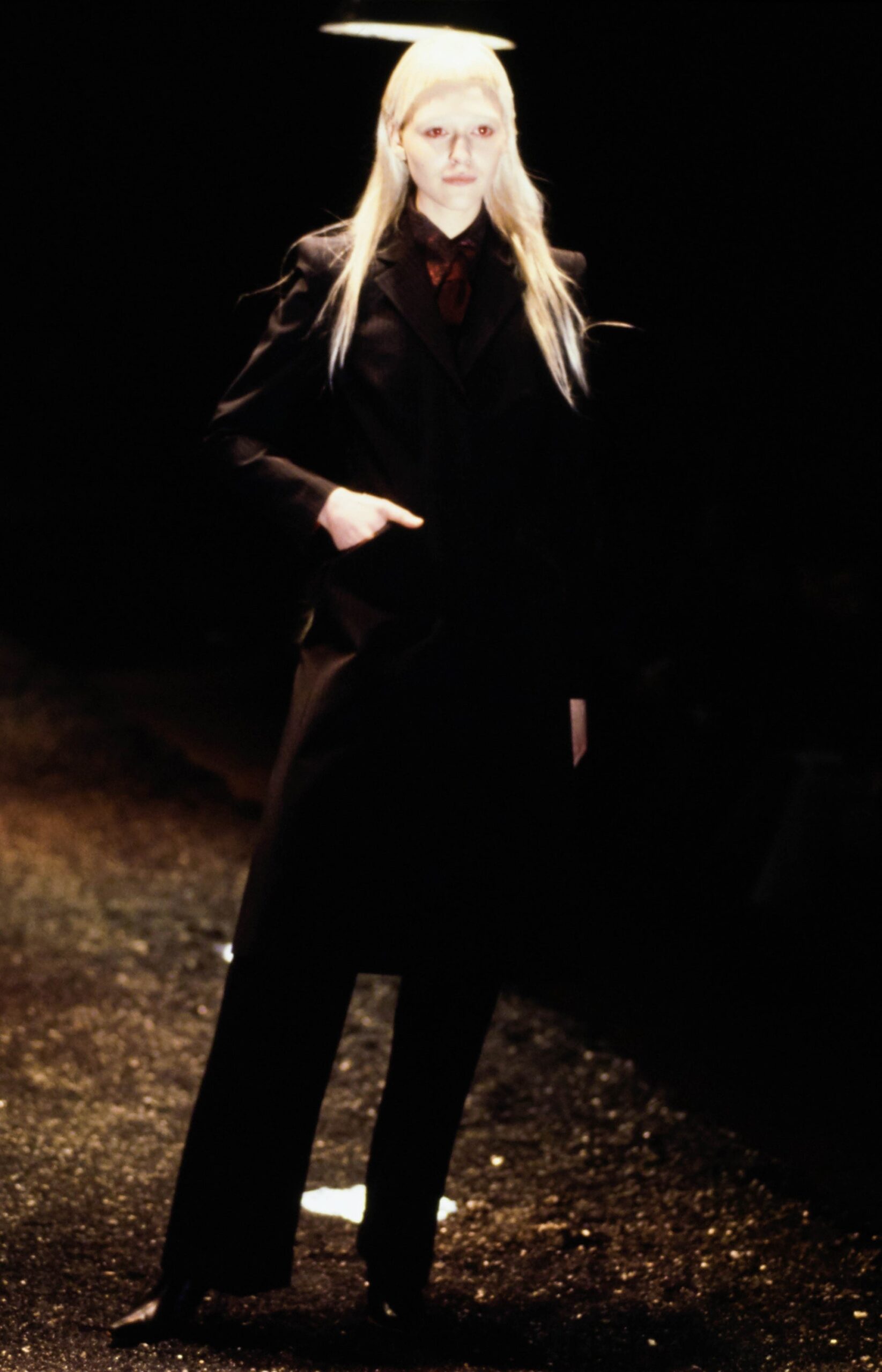 black fitted wool suit