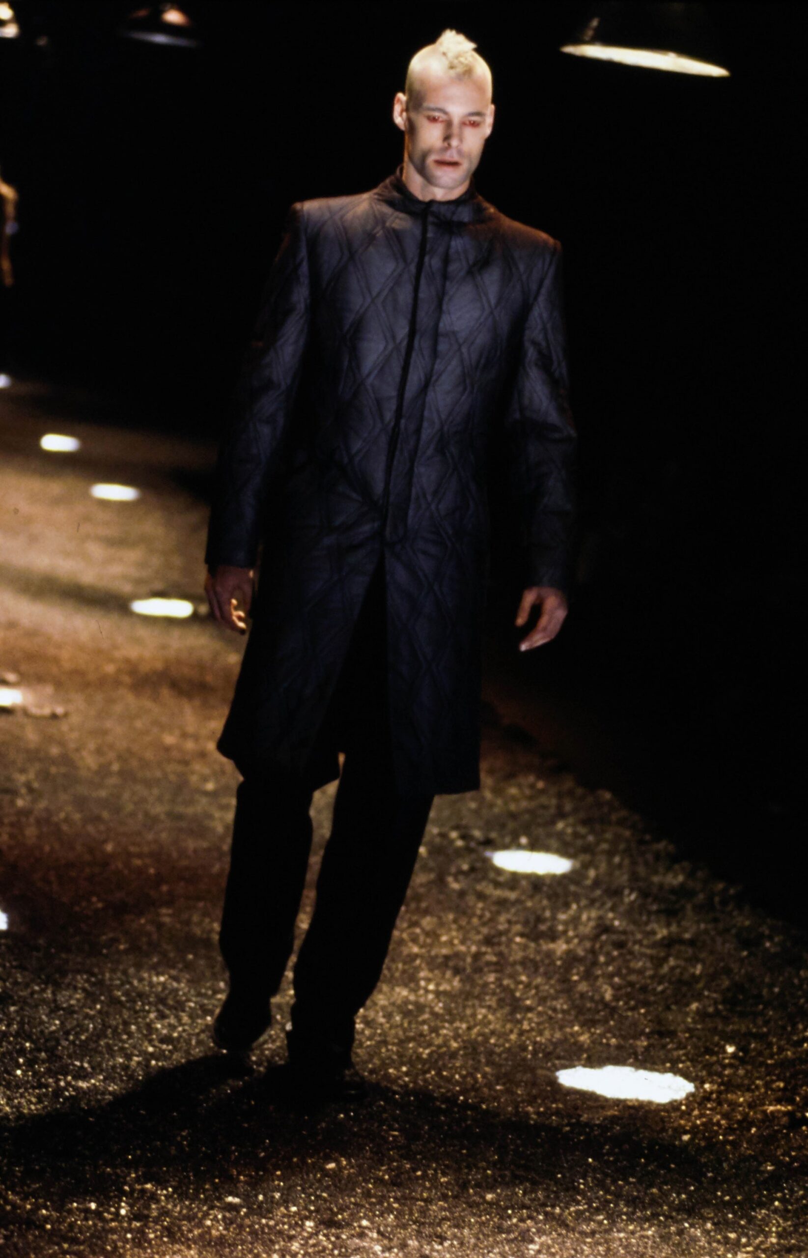 black quilted coat and pants